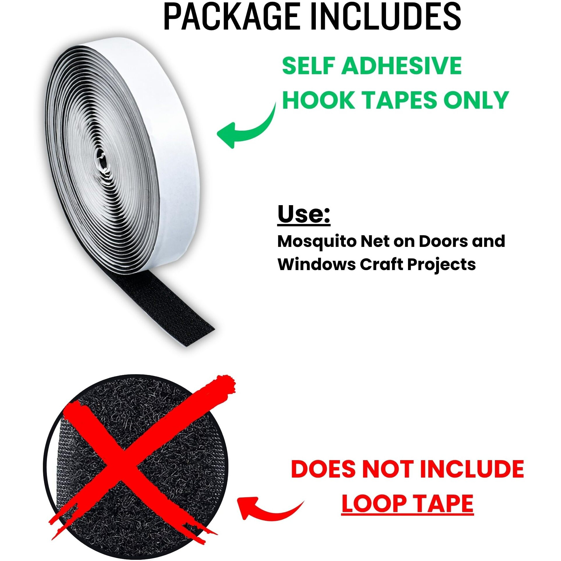 Woodluck 20Mm Self-Adhesive Hook Tape For Windows & Doors Adhesive Mosquito Net Sticker, Roll & Strong Sticker Tape Used In Sewing School Arts & Crafts Home Office Color White 12M/40 Ft Length