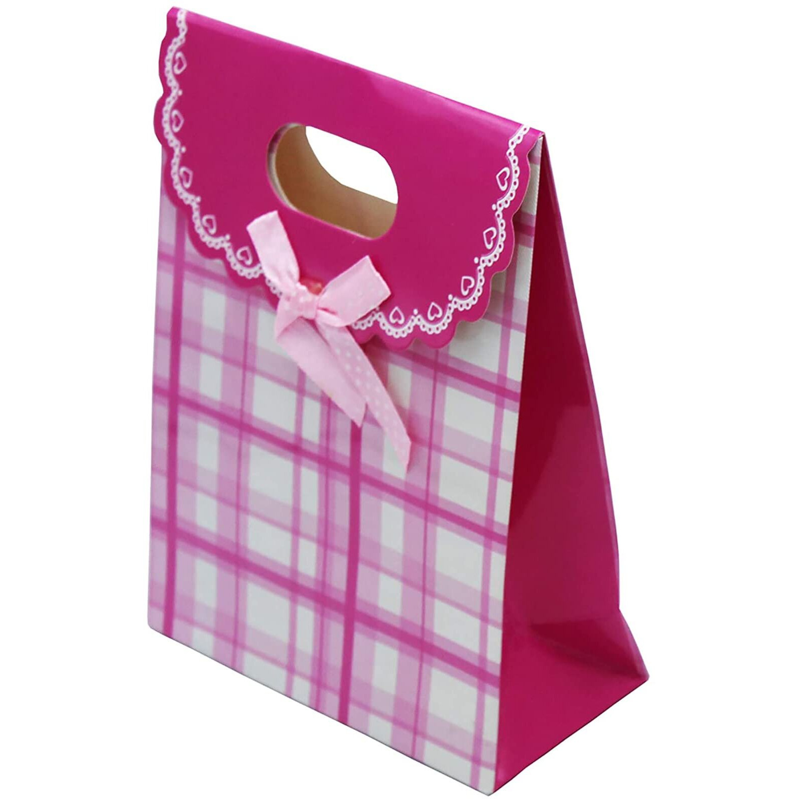 Ilife Gift Bags Paper Bags With Handles Bulk, Shopping Bags Retail Bags Paper Gift Bags (Pink) 12.5 * 6 * 16.6Cm - 12 Piece