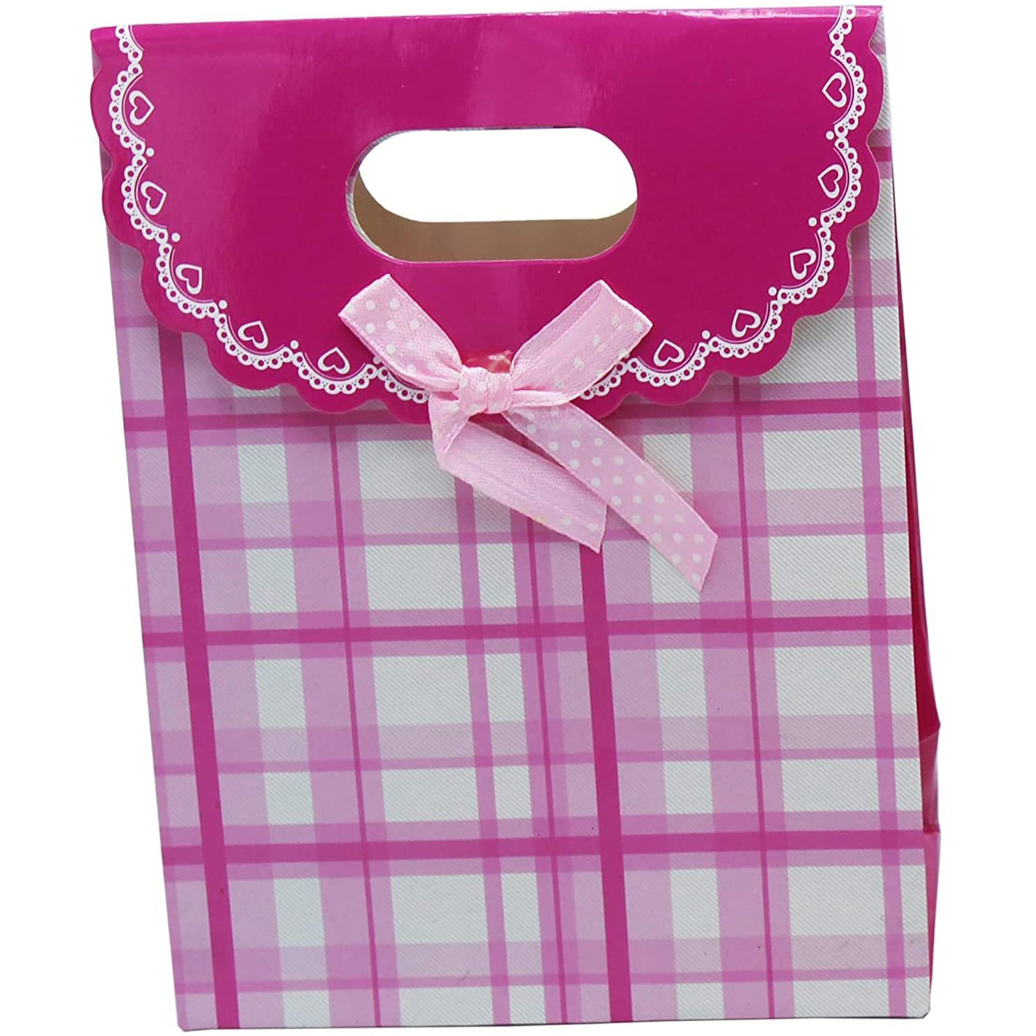 Ilife Gift Bags Paper Bags With Handles Bulk, Shopping Bags Retail Bags Paper Gift Bags (Pink) 12.5 * 6 * 16.6Cm - 12 Piece