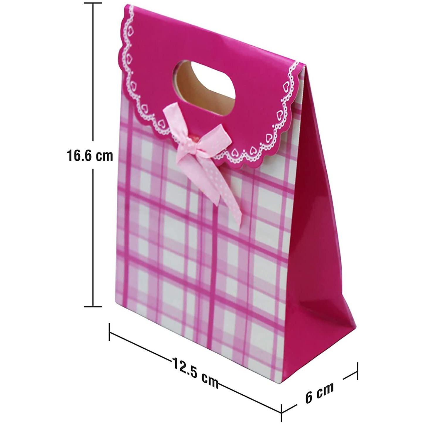 Ilife Gift Bags Paper Bags With Handles Bulk, Shopping Bags Retail Bags Paper Gift Bags (Pink) 12.5 * 6 * 16.6Cm - 12 Piece