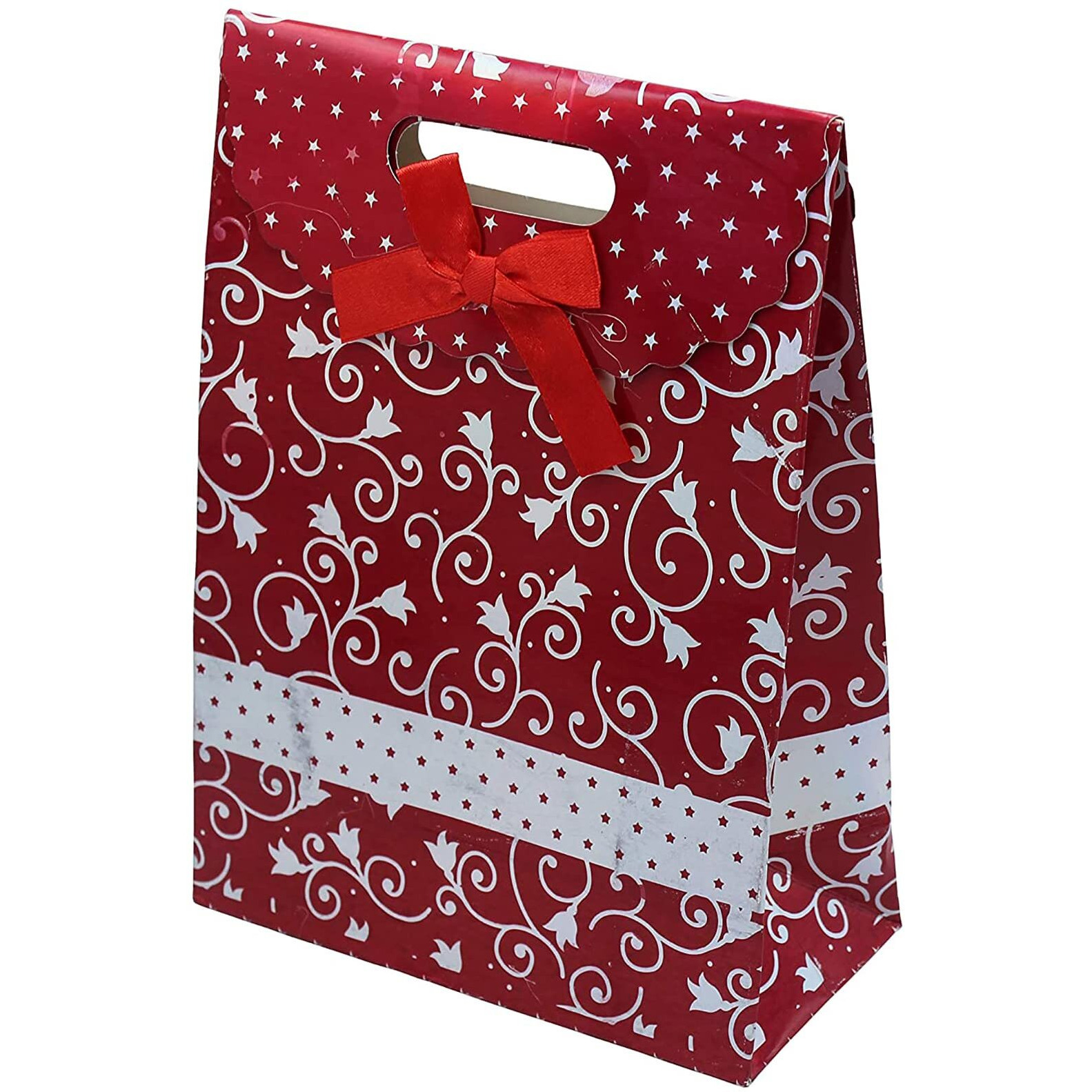 Ilife Gift Bags Paper Bags With Handles Bulk, Shopping Bags Retail Bags Paper Gift Bags (Maroon) 18.8 * 9 * 25.7 Cm - 12 Piece