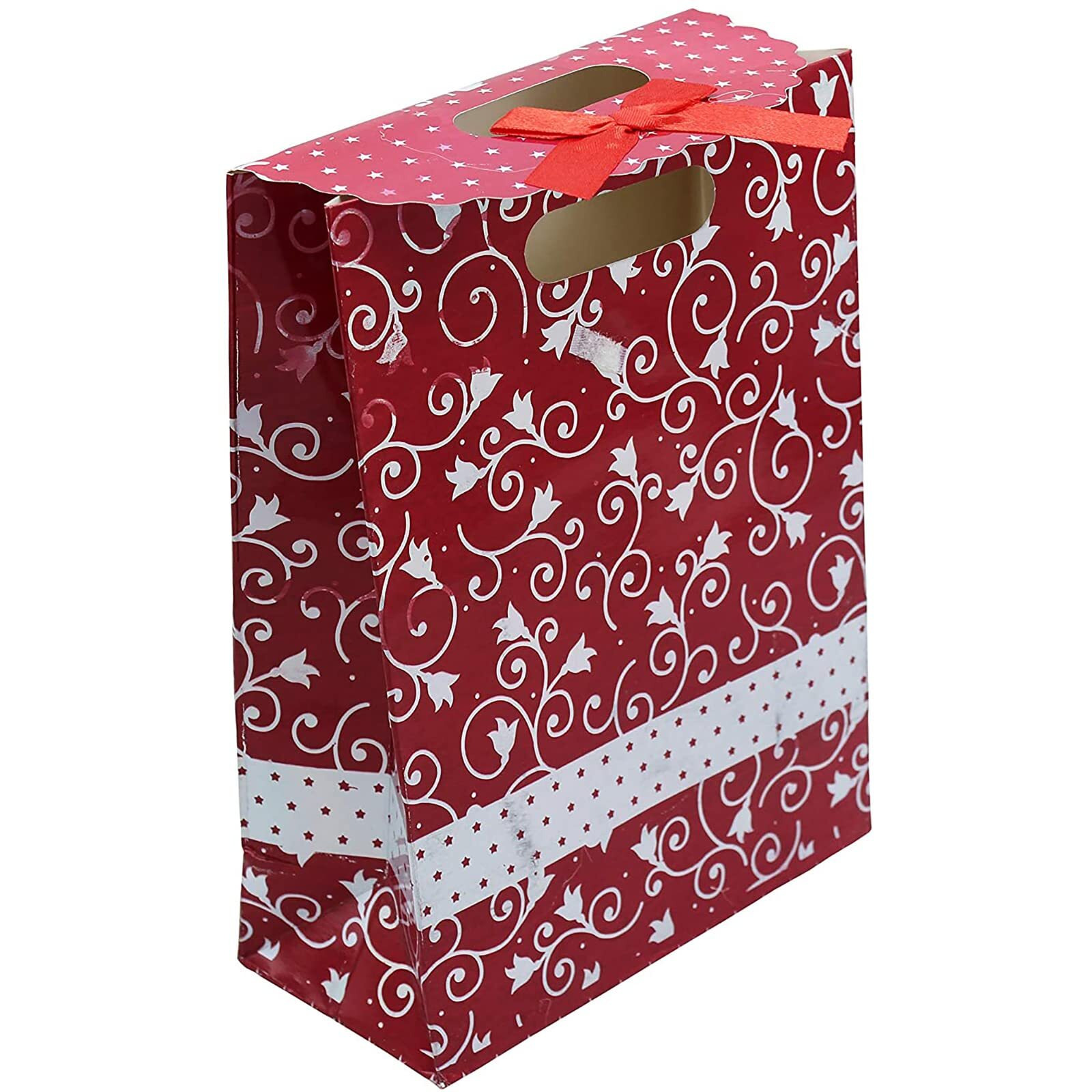 Ilife Gift Bags Paper Bags With Handles Bulk, Shopping Bags Retail Bags Paper Gift Bags (Maroon) 18.8 * 9 * 25.7 Cm - 12 Piece