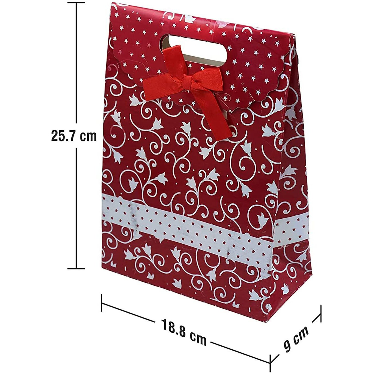Ilife Gift Bags Paper Bags With Handles Bulk, Shopping Bags Retail Bags Paper Gift Bags (Maroon) 18.8 * 9 * 25.7 Cm - 12 Piece