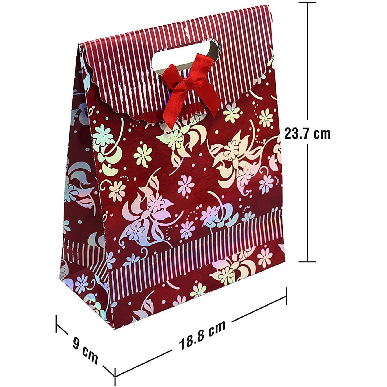 Ilife Gift Bags Paper Bags With Handles Bulk, Shopping Bags Retail Bags Paper Gift Bags (Maroon) 18.8 * 9 * 23.7 Cm - 12 Piece
