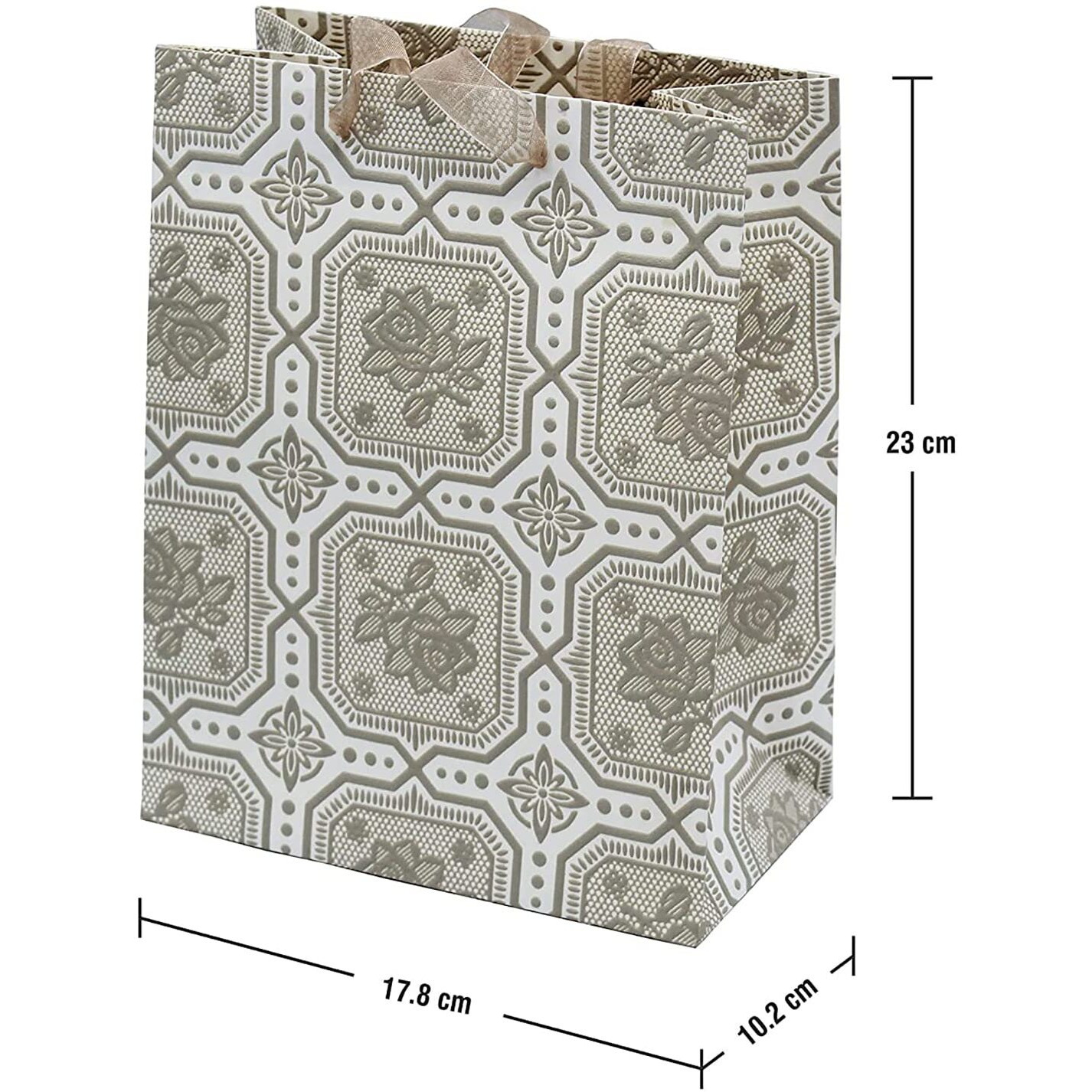 Ilife Gift Bags 12 Pcs Paper Bags With Handles Bulk, Shopping Bags Retail Bags Paper Gift Bags (Light Mehndi) 17.8 * 10.2 * 23Cm