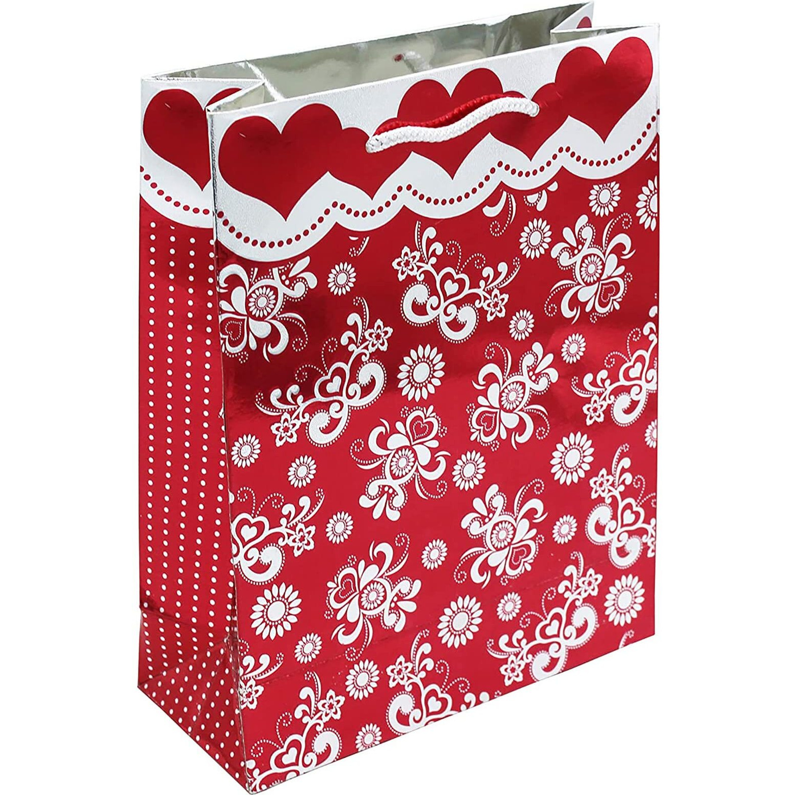 Ilife Gift Bags 20 * 8.6 * 26 Cm - 12 Pcs Paper Bags With Handles Bulk, Shopping Bags Retail Bags Paper Gift Bags (Maroon)