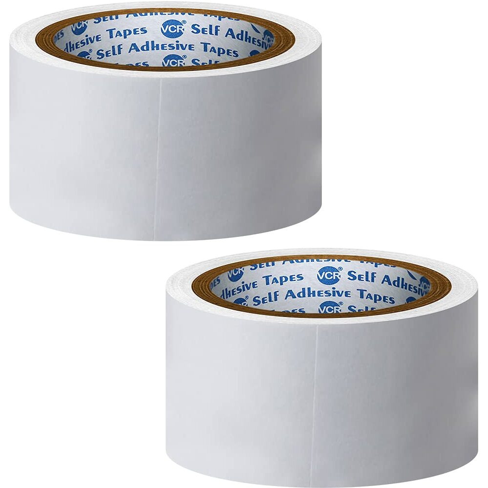Vcr Double Side Tissue Tape - 10 Meters In Length - 48Mm / 02" Width - 02 Rolls Per Pack - Easy Tear For Double Sided Adhesive Use, Best For Arts, Crafts, Photography, Scrapbooking., White