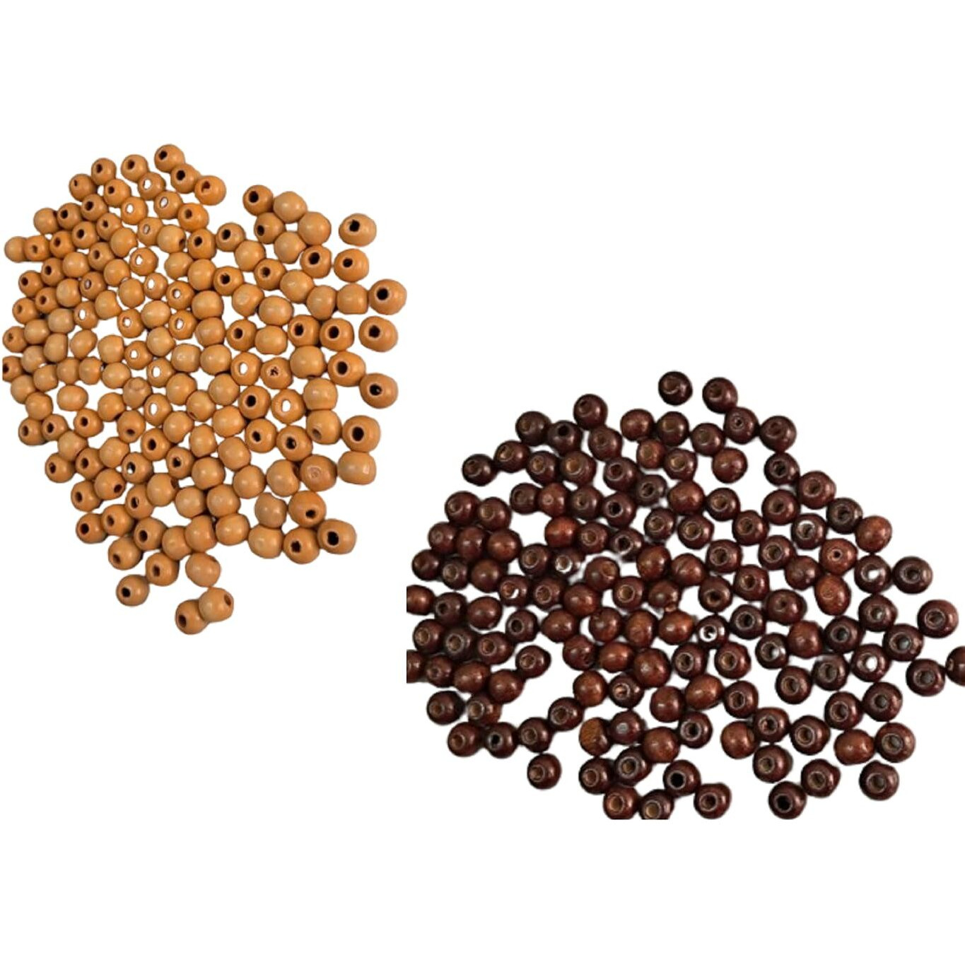 Q1 Beads 450 Pieces. 10 Mm Round Wooden Beads For Craft,Macrame Beige ,Brown ,White Tri Colors (2 Mm Hole)