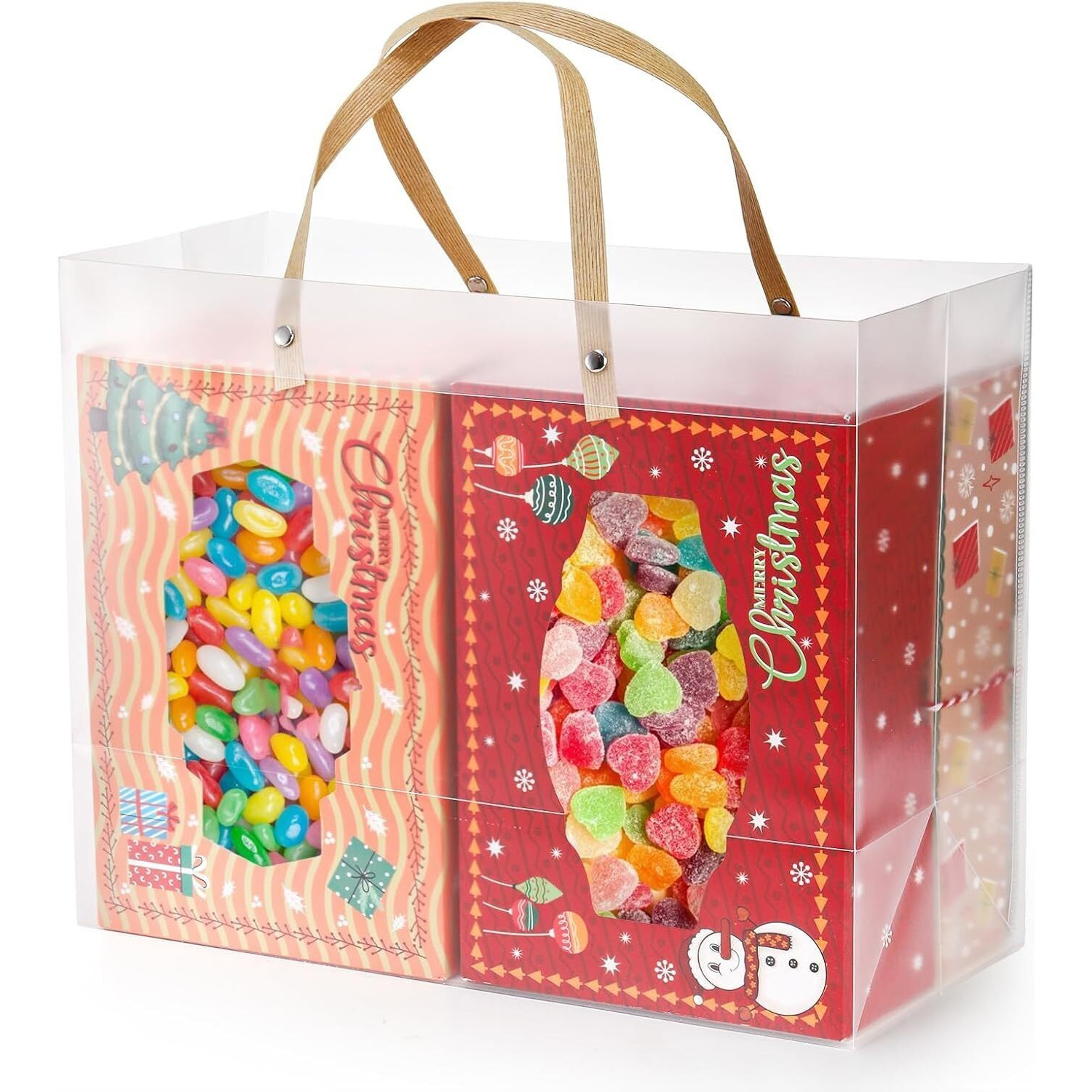 Satyam Kraft 4 Pcs Translucent Gift Bags With Golden Handle | Perfect For Her / Him, Rakhi, Rakshbandhan Gifting ,Return Gifts, Wedding, Anniversary, Birthday, Party Favours, Hampers, Festival (25 X 33 Cm)
