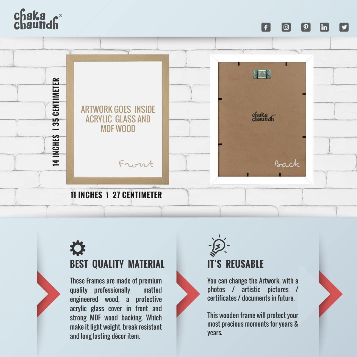 Chaka Chaundh - Physiotherapist Framed Quotes - Physical Therapy Framed Poster For Wall Decor - Physical Therapisits Posters For Decoration - 14 X 11 Inches