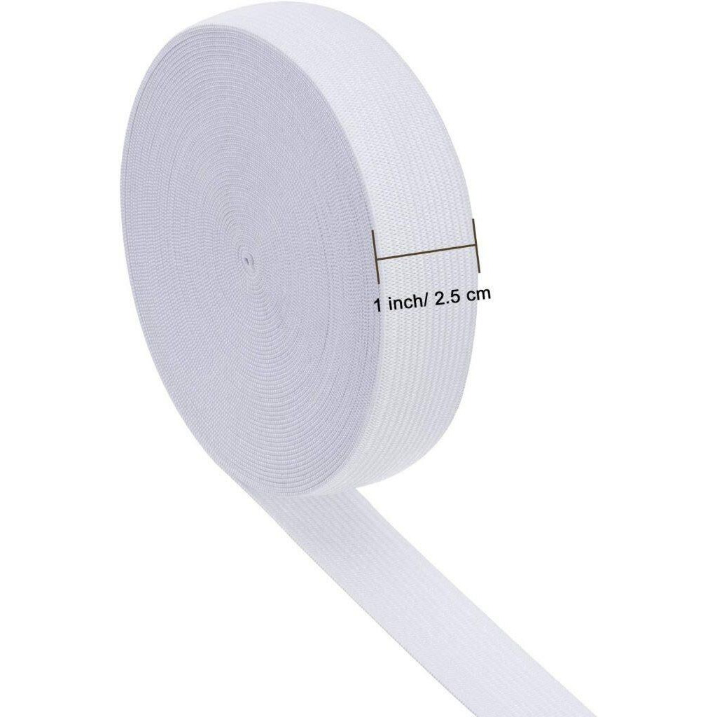 Omx White (15 Meter, 1 Inch) Knitted Elastic Band Used For Sewing, Stitching, Tailoring, Fashion Designing, Boutique And Other Diy Items