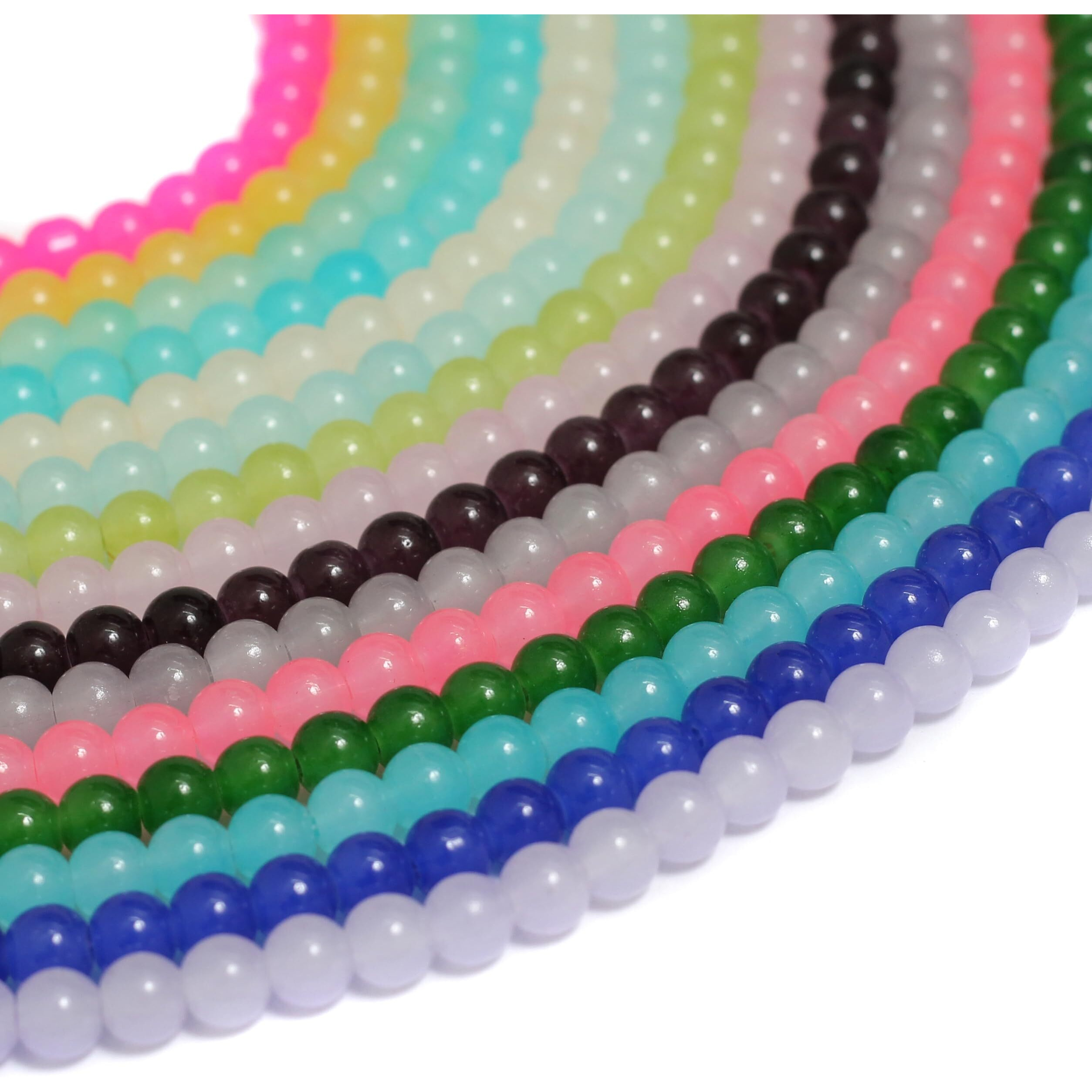 Beads N Fashion 750 Pcs 8Mm Opaque Round Glass Beads  Multicolor Combo (15 Strings, 50 Beads Each) For Diy Jewellery Making, Bracelets, Earrings, Necklaces & Crafts