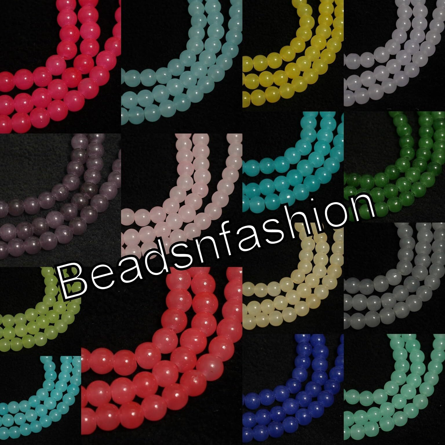 Beads N Fashion 750 Pcs 8Mm Opaque Round Glass Beads  Multicolor Combo (15 Strings, 50 Beads Each) For Diy Jewellery Making, Bracelets, Earrings, Necklaces & Crafts