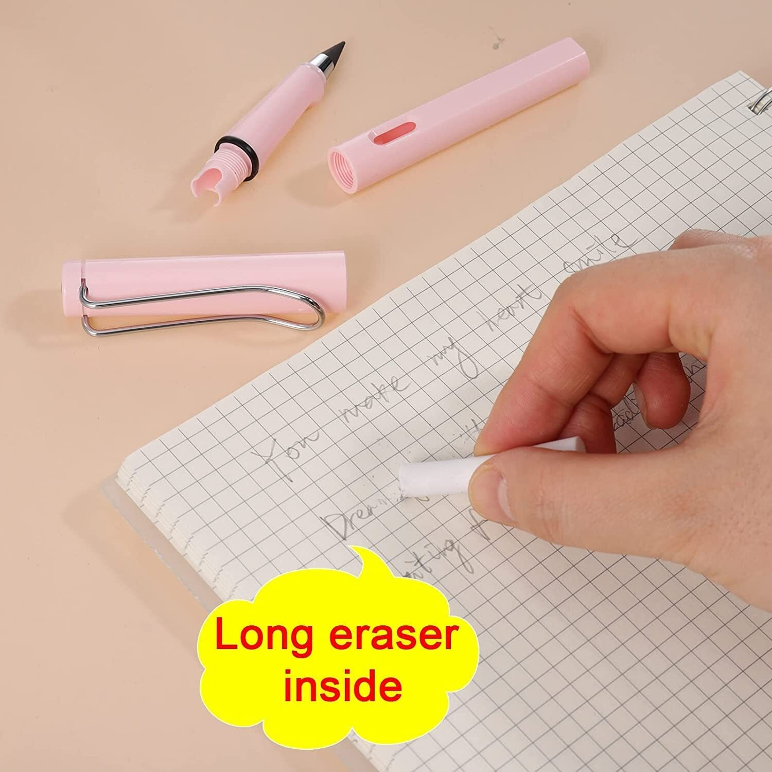 Shopvilla 4Pcs Everlasting Inkless Pencils With 2Pcs Extra Leads For Infinity Pencil, Portable Reusable And Erasable Metal Writing Pens Replaceable Graphite Nibs Triangle Golf Stationary Set
