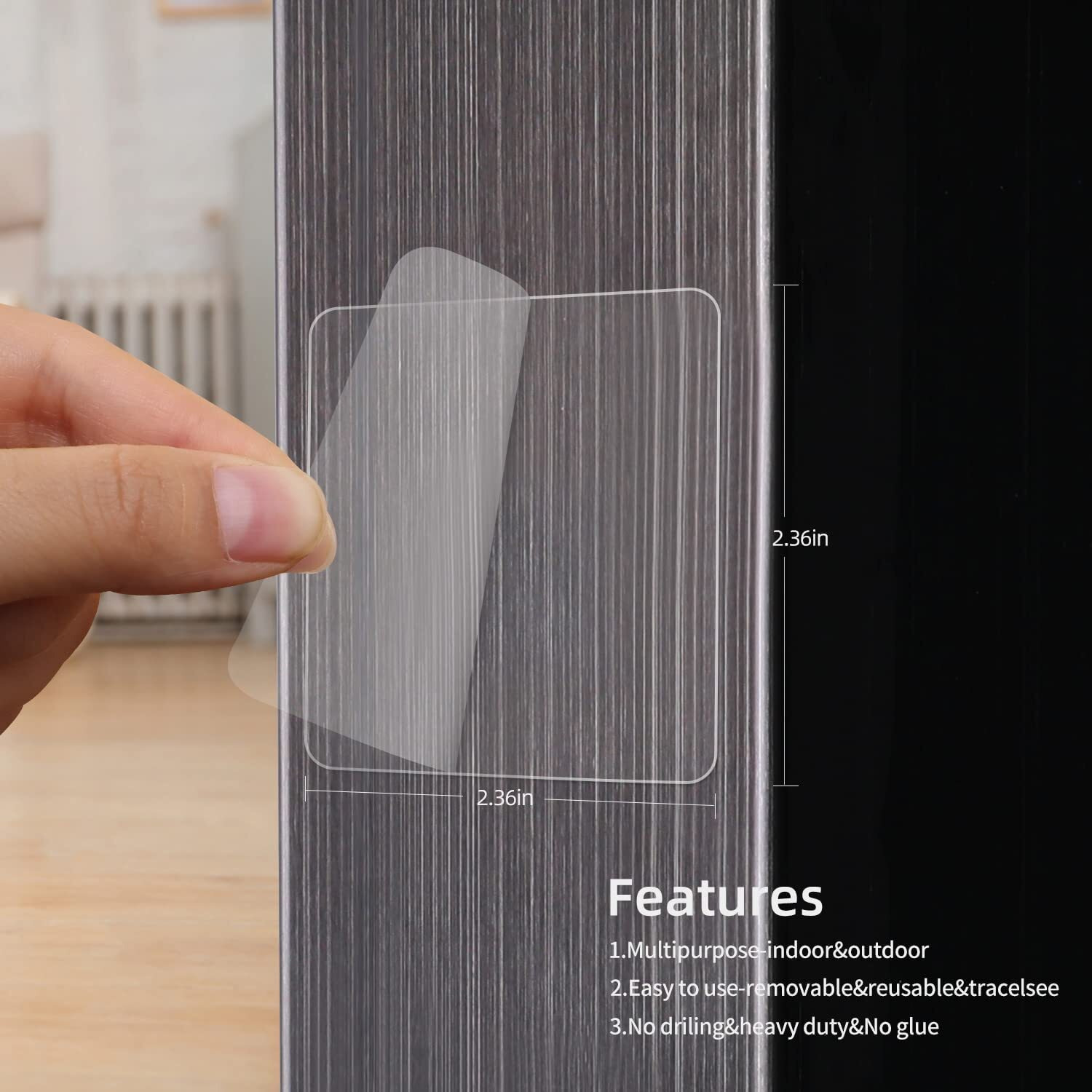 Abhsant Double Sided Tape Heavy Sticker Strong Waterproof Wall Indoor Outdoor Squares Mounting Nano Adhesive No Trace Gel Clear Industrial Removable Use For Bedroom Home Hotel Restaurants 10Pcs