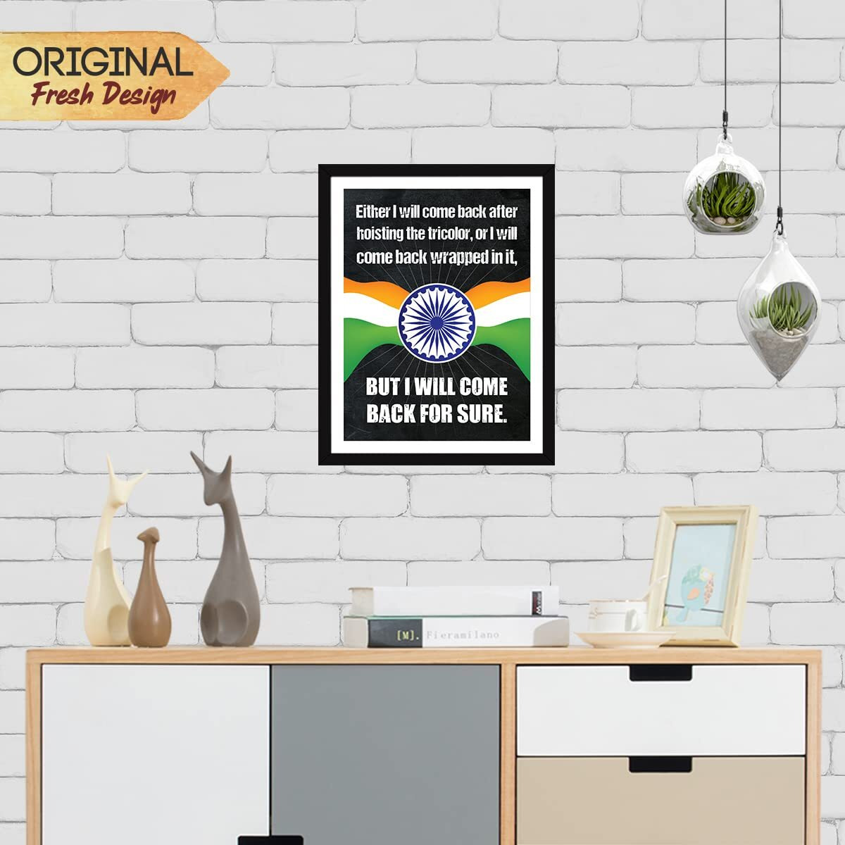 Chaka Chaundh - Army Quotes Wall Frames - Army Quotes Posters - Soldier Quotes Frames Indian Army Quotes - (13.6 X 10.6 Inches) (Black - Army - I Will Come Back)