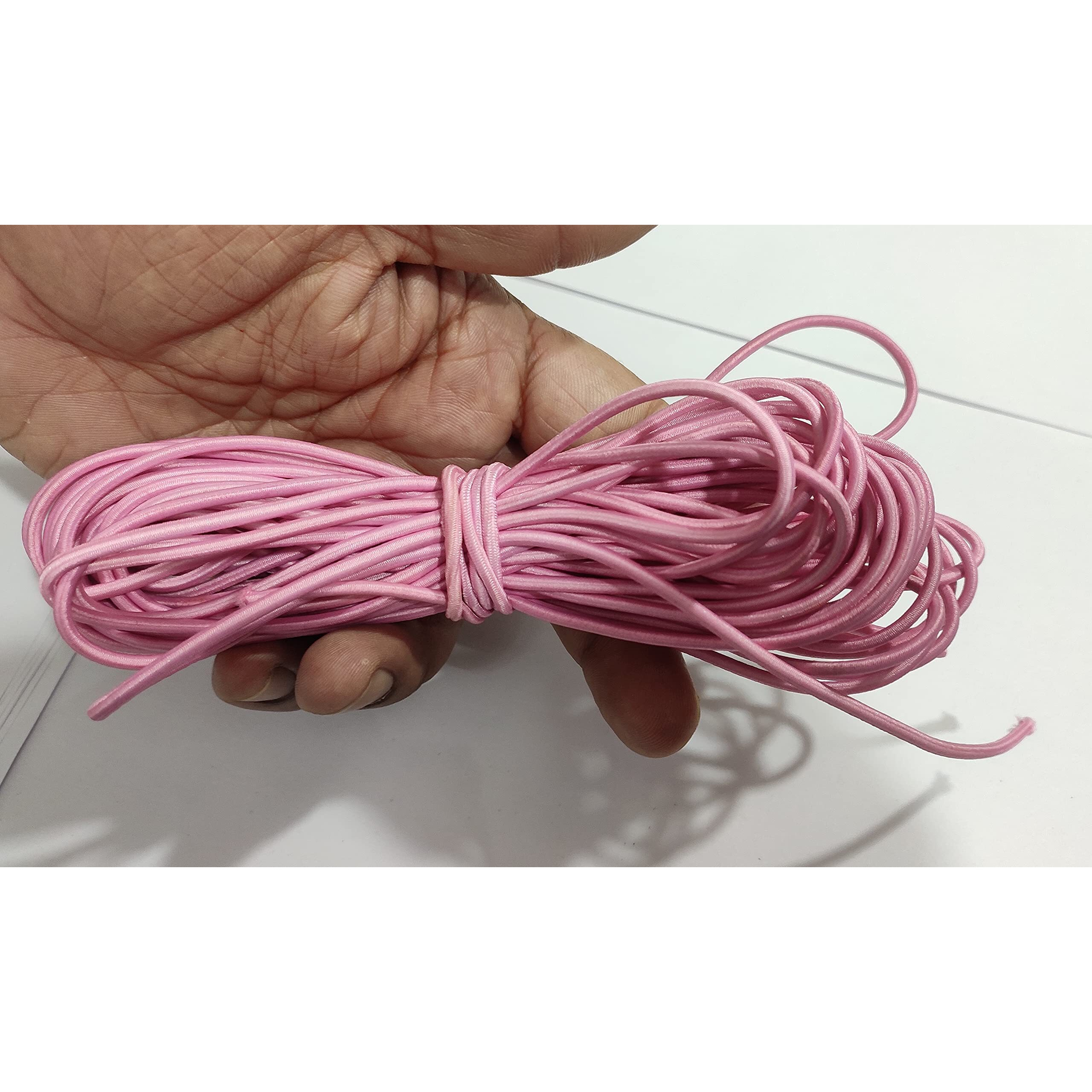 Omx Elastic Cord Strap 2.5Mm Thick, Round Stretchy Ear Loop Strap For Comfortable Ear Tie, Elastic Rope For Crafts Diy Sewing Mask Making (Pink, 20 Mtr)