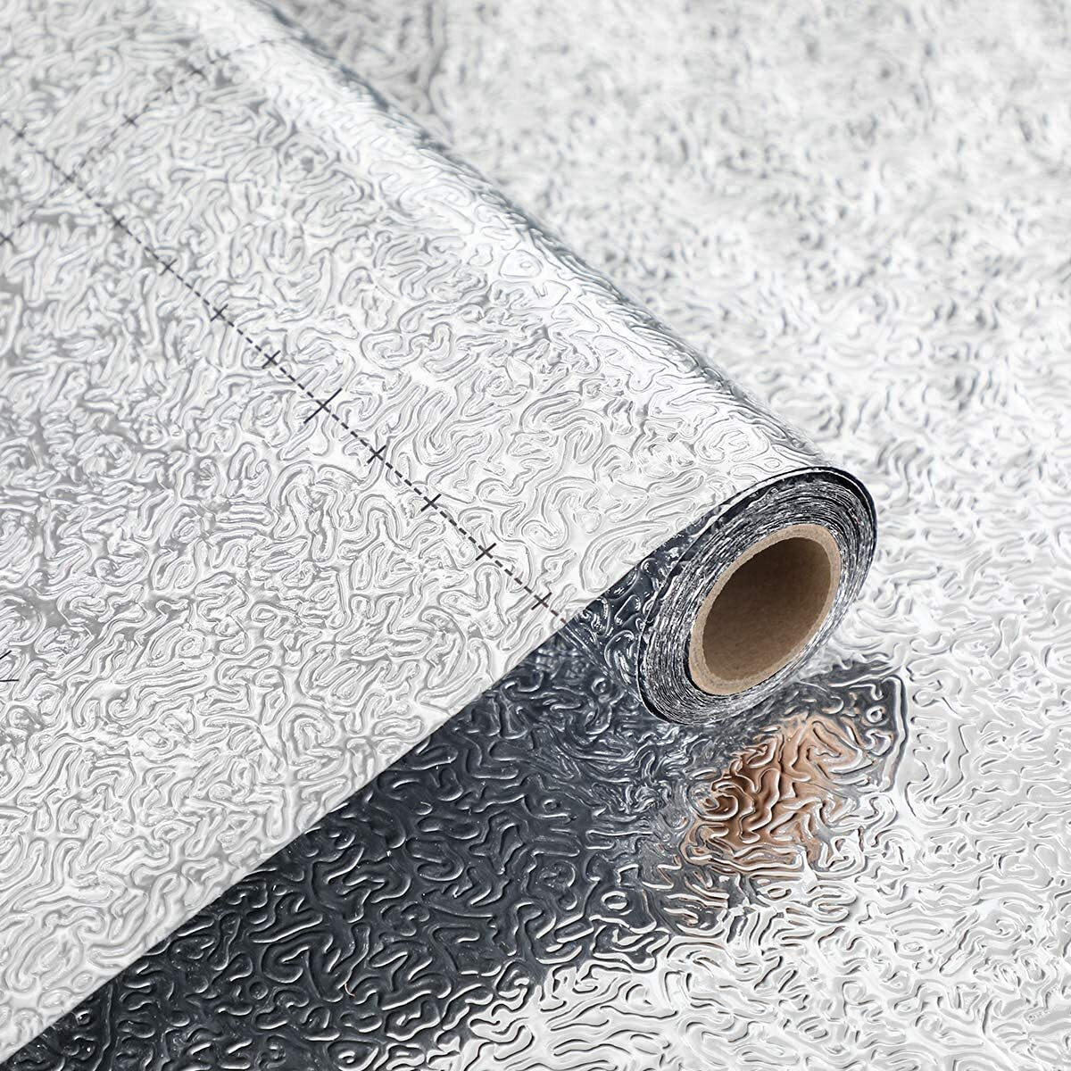 Vaidika 3 M Aluminium Foil Stickers, Oil Proof, Kitchen Backsplash Wallpaper Self-Adhesive Wall Sticker Anti-Mold And Heat Resistant For Walls Cabinets Drawers And Shelves