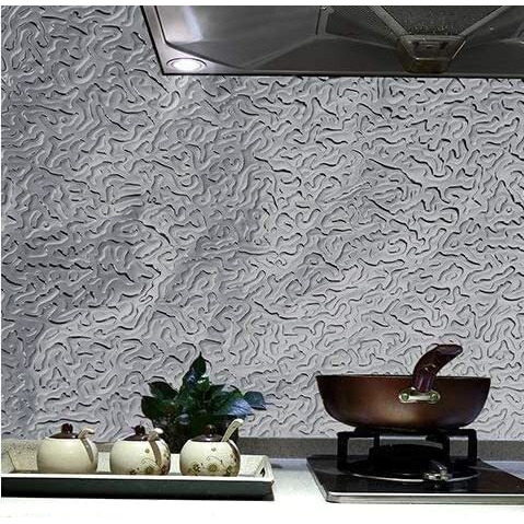 Vaidika 3 M Aluminium Foil Stickers, Oil Proof, Kitchen Backsplash Wallpaper Self-Adhesive Wall Sticker Anti-Mold And Heat Resistant For Walls Cabinets Drawers And Shelves