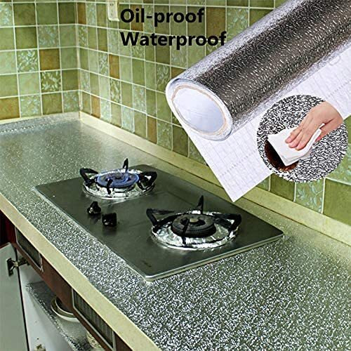 Vaidika 3 M Aluminium Foil Stickers, Oil Proof, Kitchen Backsplash Wallpaper Self-Adhesive Wall Sticker Anti-Mold And Heat Resistant For Walls Cabinets Drawers And Shelves