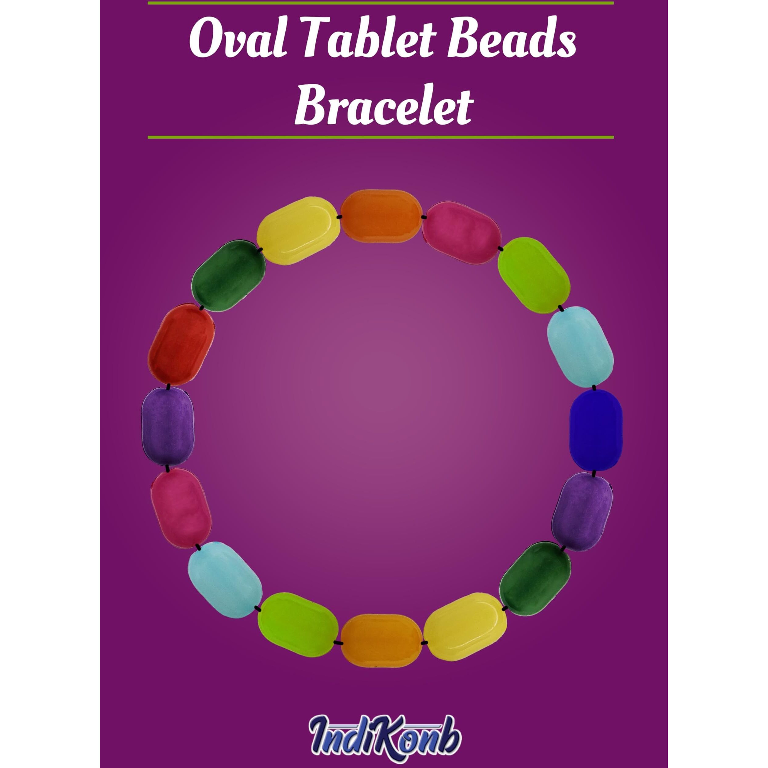Indikonb Multicolour Oval Tablet Beads - Vibrant 10Mm X 7Mm Crafting Beads Set With 10 Unique Colors For Jewelry Making And Diy Projects (Multicolour 1)