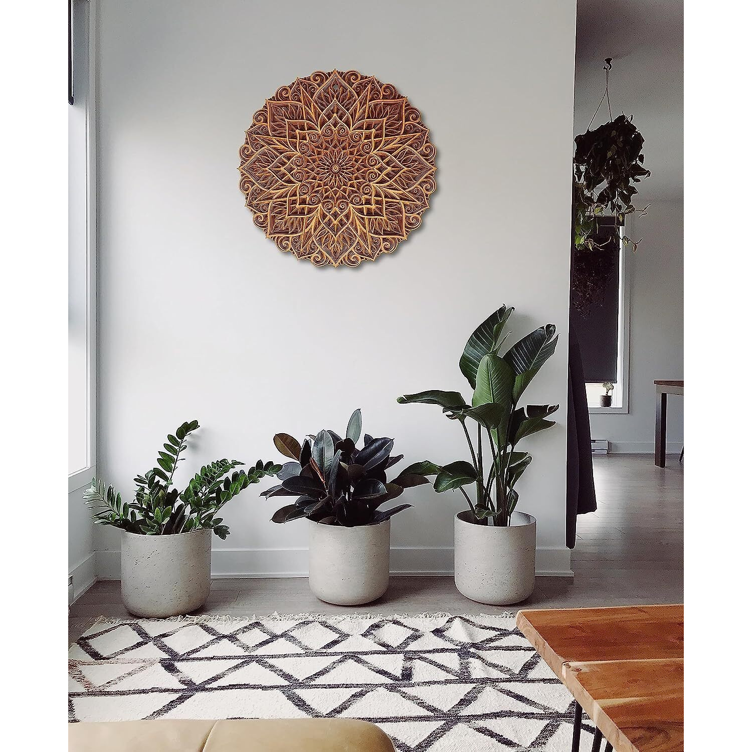 Gloridec Wooden 3D Laser Cut Decorative Mandala Wall Decor | Decorative Multi Layered Round Wall Art, Living Room Wall Hanging (Round Mandala) (18" X 18" Inch)