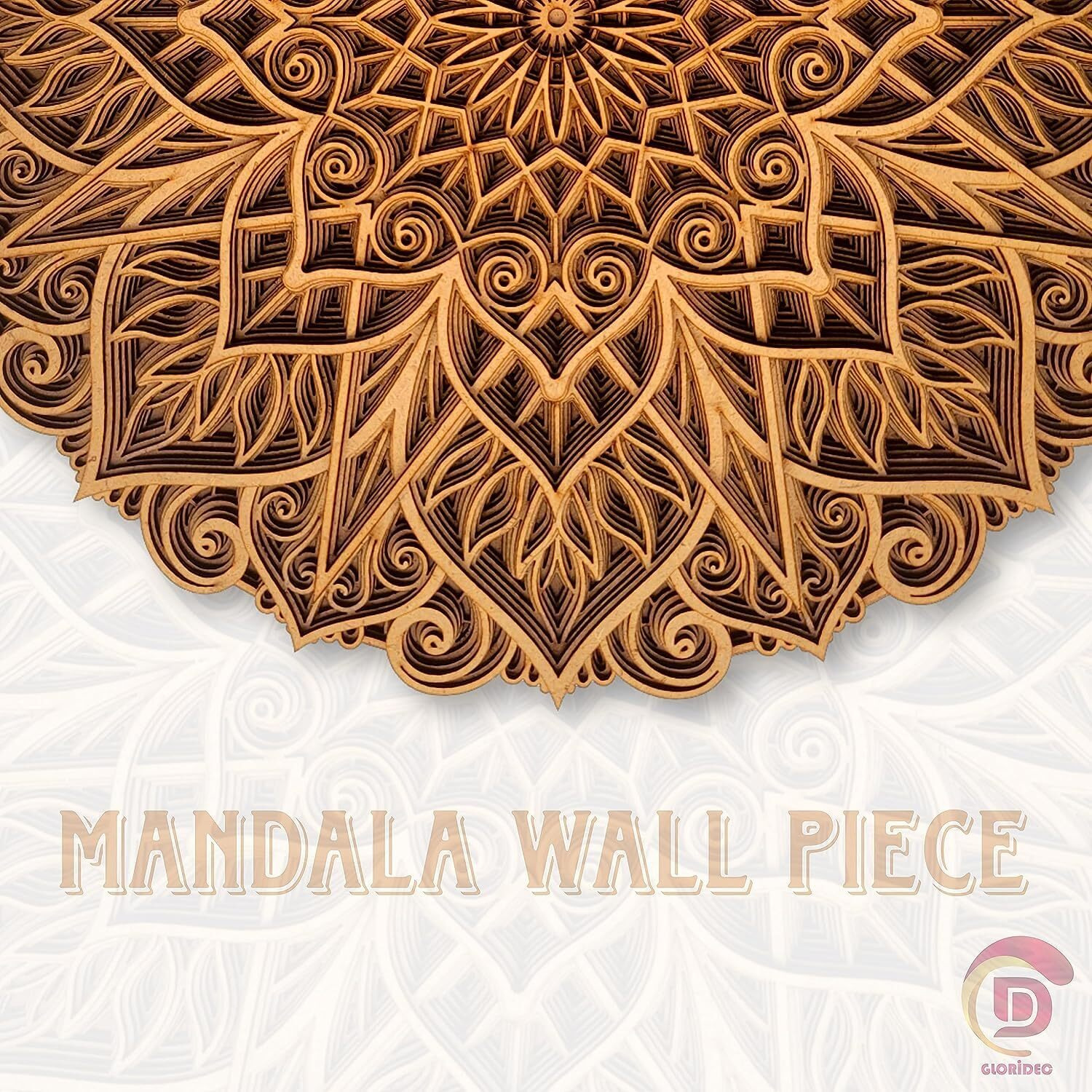 Gloridec Wooden 3D Laser Cut Decorative Mandala Wall Decor | Decorative Multi Layered Round Wall Art, Living Room Wall Hanging (Round Mandala) (18" X 18" Inch)