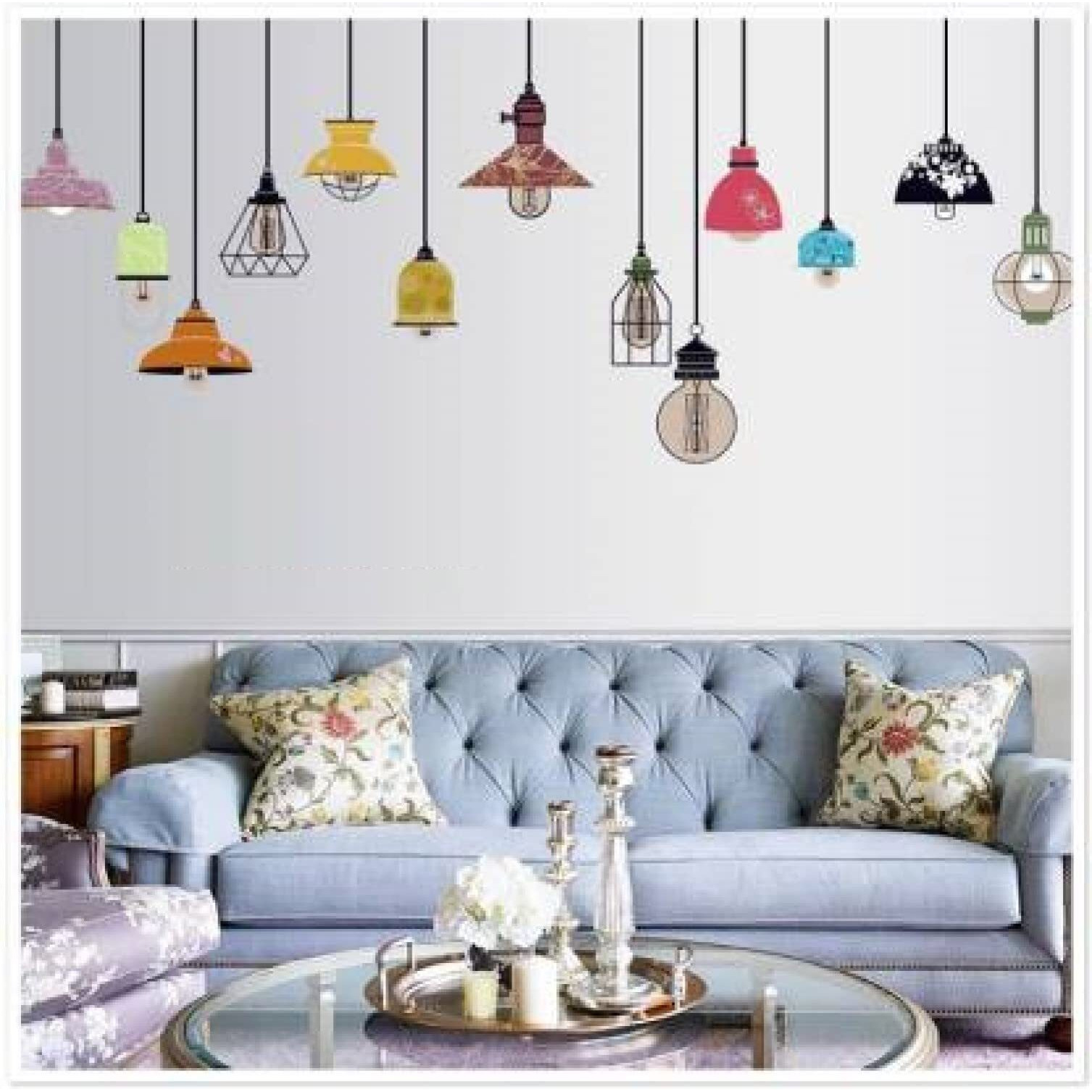 Indian Royals Plastic Chandelier Wall Sticker, 90 Cmx 60 Cm, Multicolour