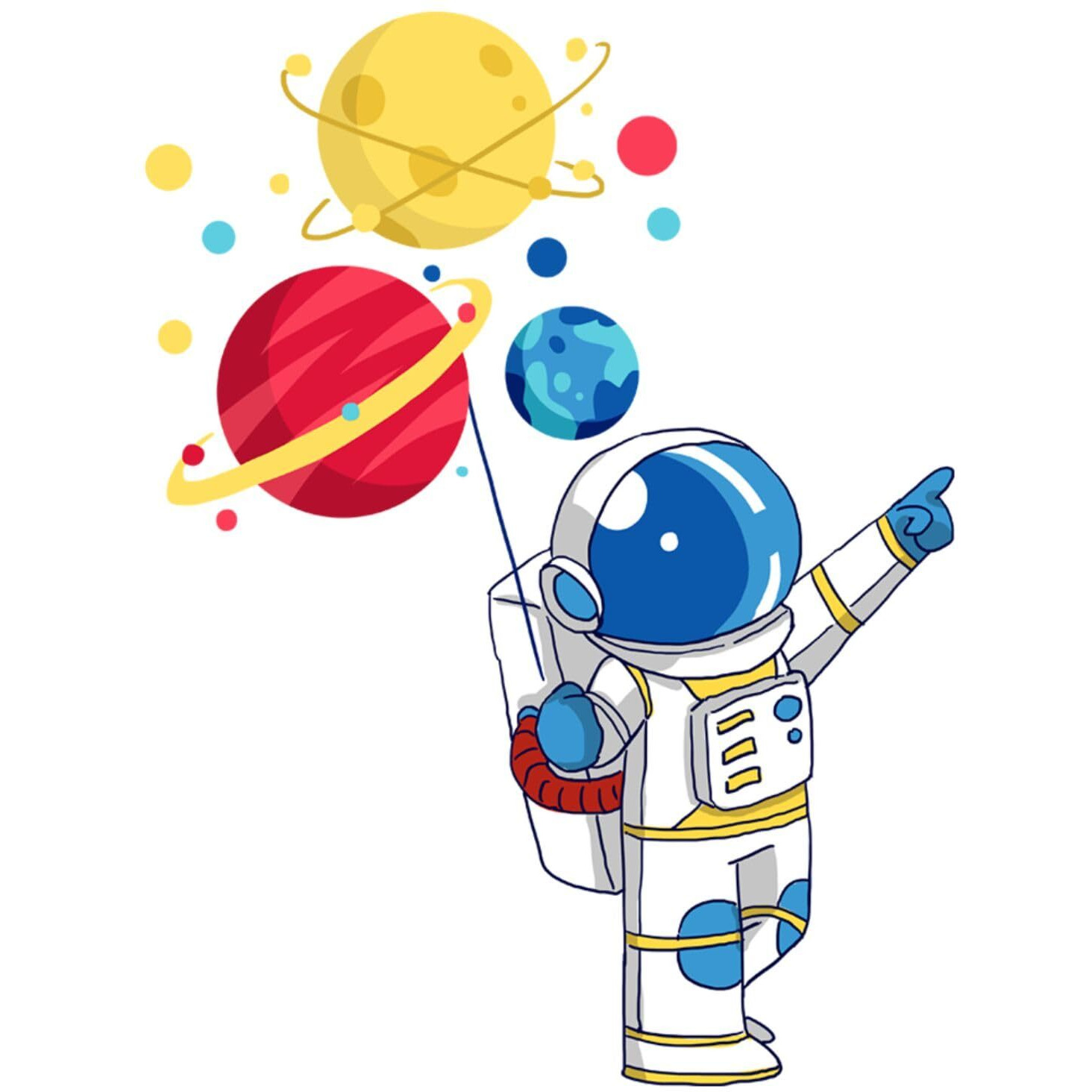 Sticker Yard Astronaut And Galaxies Decor Kids Room Decor, Hall Decor, Kitchen Decor, Living Room Decor,Bedroom Decor Vinyl Wall Sticker,Multicolor (Standard Size -46X55Cm)