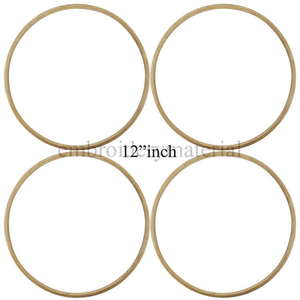 Embroiderymaterial Display Wooden Hoops For Dream Catchers, Floral Macram, Wedding Dcor & Wall Hanging Craft (4 Pieces Set) 12 Inch
