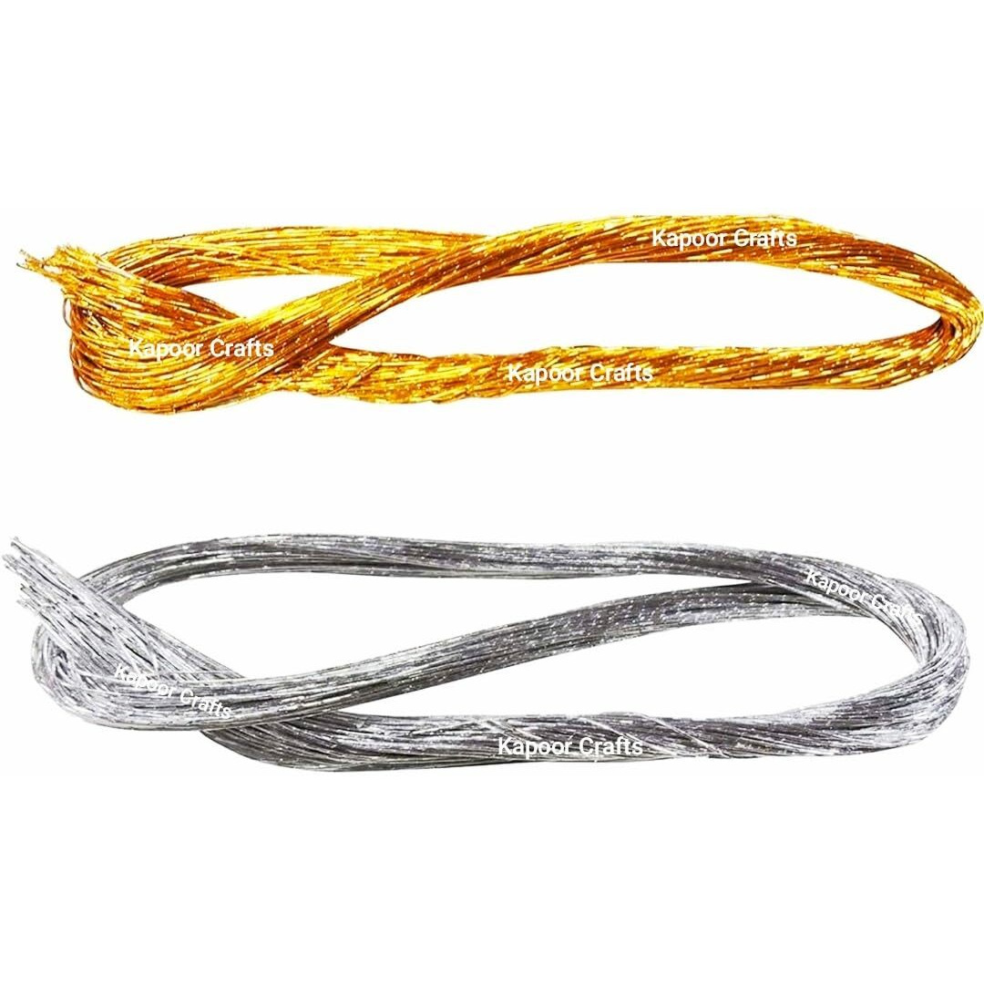 Kapoor Crafts Flexible Wire Used For Flower Making Diy Crafts Stockings Width 1 Mm Length 26 Inches Pack Of 300 Pieces Approx (Golden And Silver)