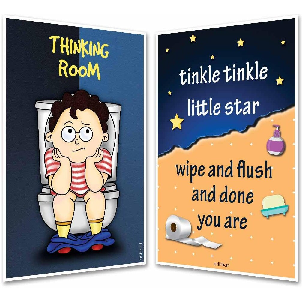 Artinkart- Thinking Room, Washroom Posters For Wall, Tinkle Quote, Bathroom Posters For Wall, Funny Posters For Bathroom, Toilet (12X18 Inch, 2 Poster Combo Pack, Unframed)