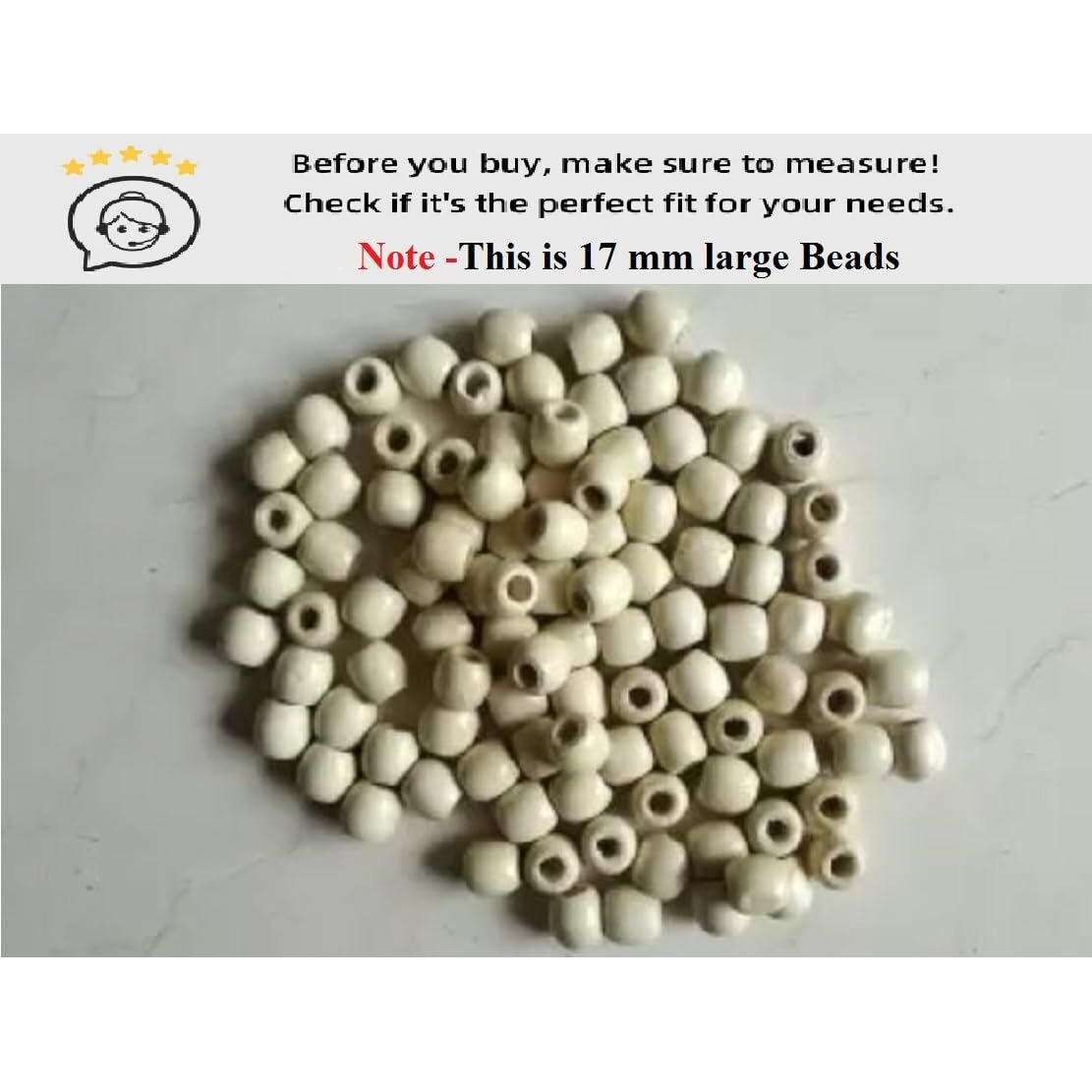 Q1 Beads 150 Pcs 16 Mm Natural Plain Wooden Beads With Big Size Hole Ball For Jewelry Making & Diy Craft Findings And Multipurpose(6 Mm Hole, White Color)
