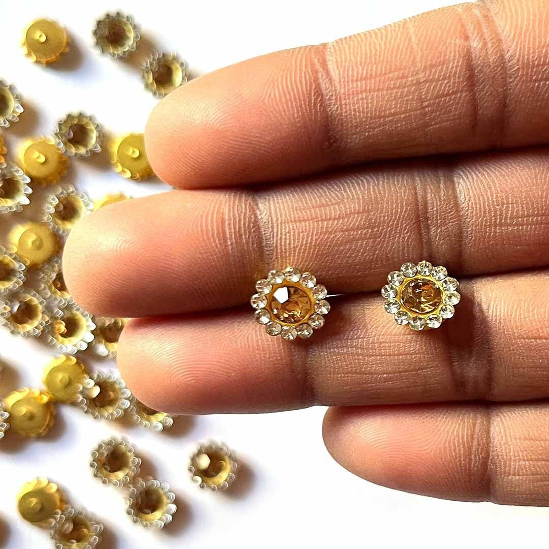 Adikala 10 Mm Flower Shaped Rhinestone Patch For Goddess Dress Decoration And Boutique Dress Making, Craft Jewelry & Diy Projects Kundan Stones Pack Of 50Pc (Multi Color)