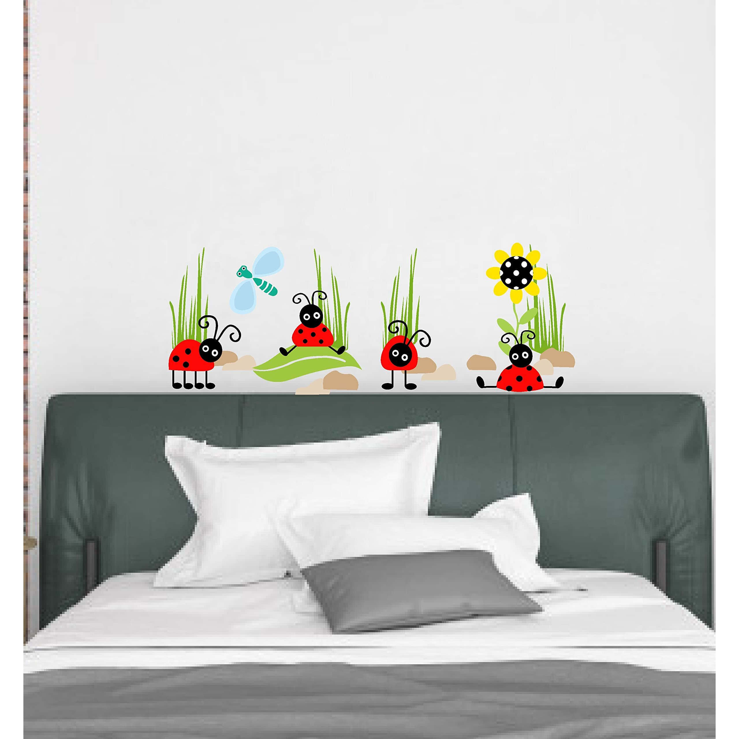 Dreamkraft Pvc Vinyl Decorative Ladybug Insect Wall Sticker (121 X 46 Cm)