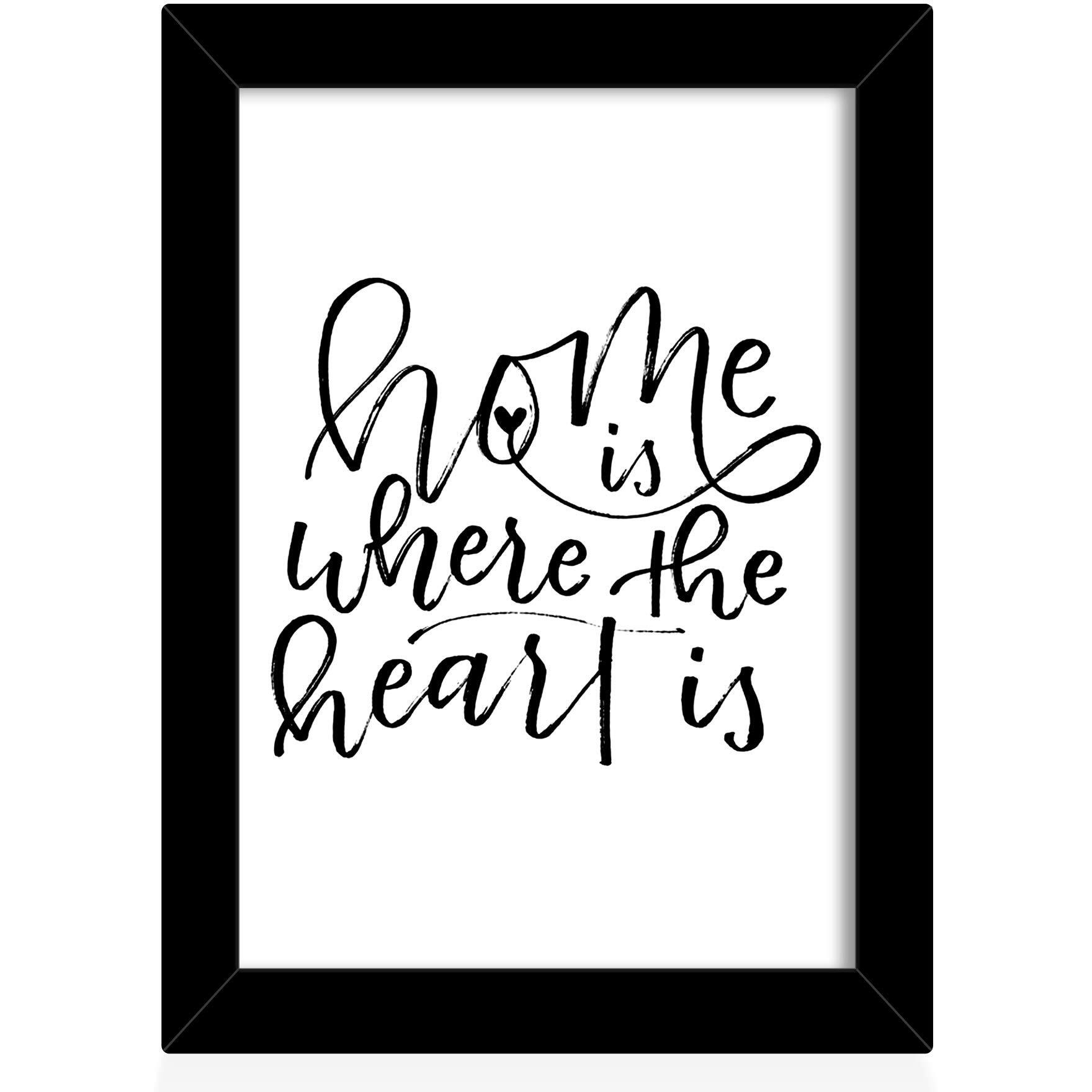 Tied Ribbons Home Is Where The Heart Is Printed Motivational Framed Poster For Wall (25.9 Cm X 34.5 Cm)