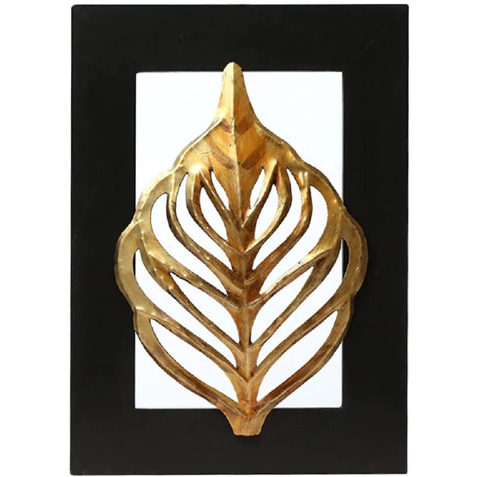 World Decor Wrought Iron Black & Gold Leaf Metal Decorative Wall Art Wall, Table Dcor,Decorative Item For, Home, Office, Hotel, Caf, Restaurant, Etc. (Size-12 * 1 * 12 In)