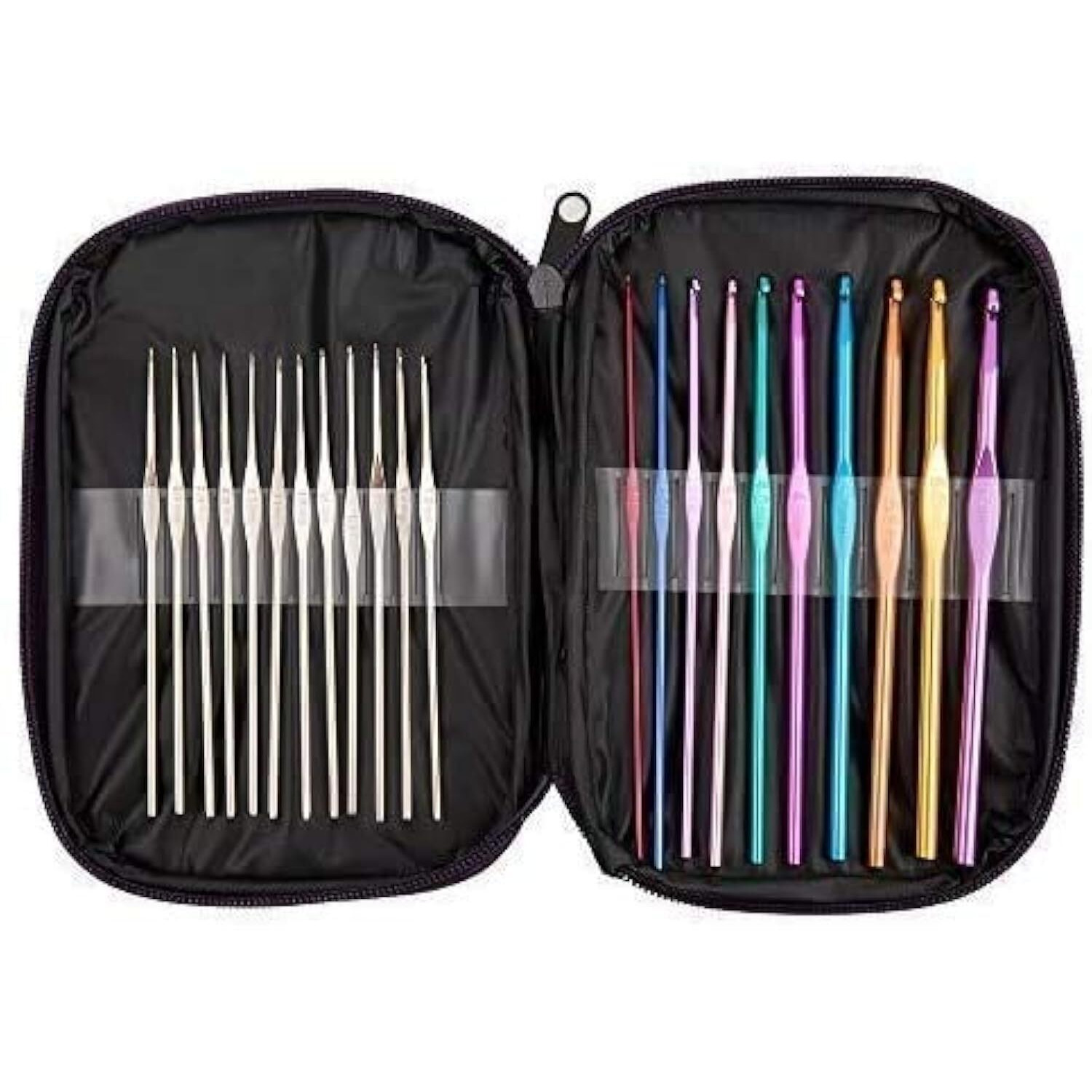 Jern Aluminium Crochet Hooks Knitting Needles Set With Case (Multicolour) -22 Pieces