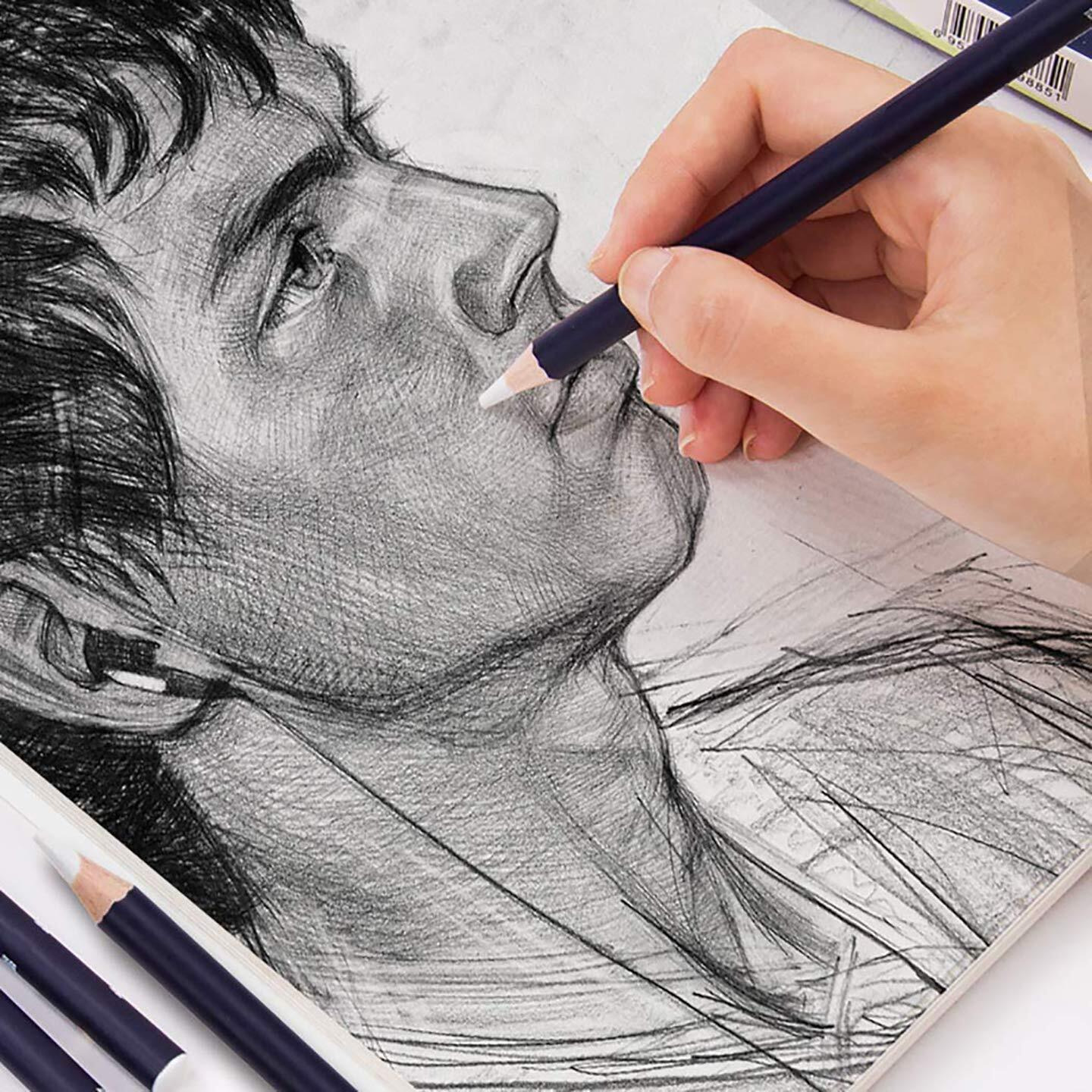 Aminit Chrome Artist Sketch Eraser Pencils 6Pcs/Artist Sketch Eraser Pencils Sketching Drawing Arts Graphics Designs