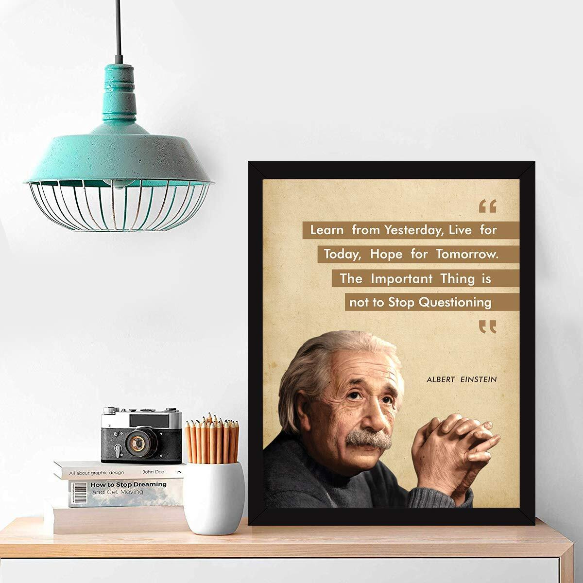 Chaka Chaundh - Suitable Motivational Quotes Frames - Framed Posters With Frame  Albert Einstein Quotes Wall Frames For Office, Student And Study Room - Photos With Quotes - (14 X 11 Inches) - Composite Wood