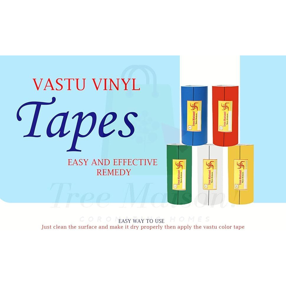 Treemaison Vastu Yellow Tape |Size - 4 Inch | Length- 8 Feet (Approx) | Vastu Remedy For Toilet | Main Door Entrance | Tape Remedy | Vastu Tape | Pack Of 1