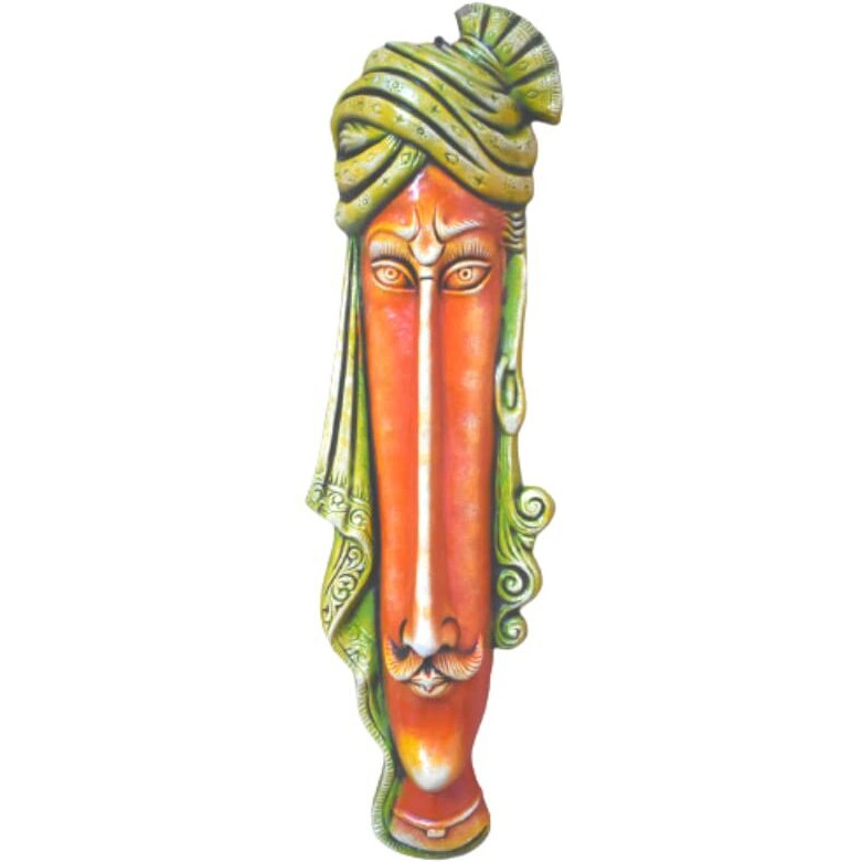 Daayra Unlimited Rajasthani Tribal Terracotta Wall Hanging (Set Of 2) Large( Orange And Green)