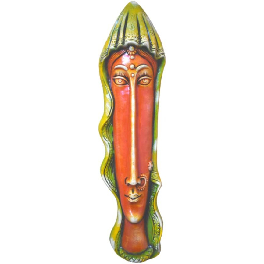 Daayra Unlimited Rajasthani Tribal Terracotta Wall Hanging (Set Of 2) Large( Orange And Green)