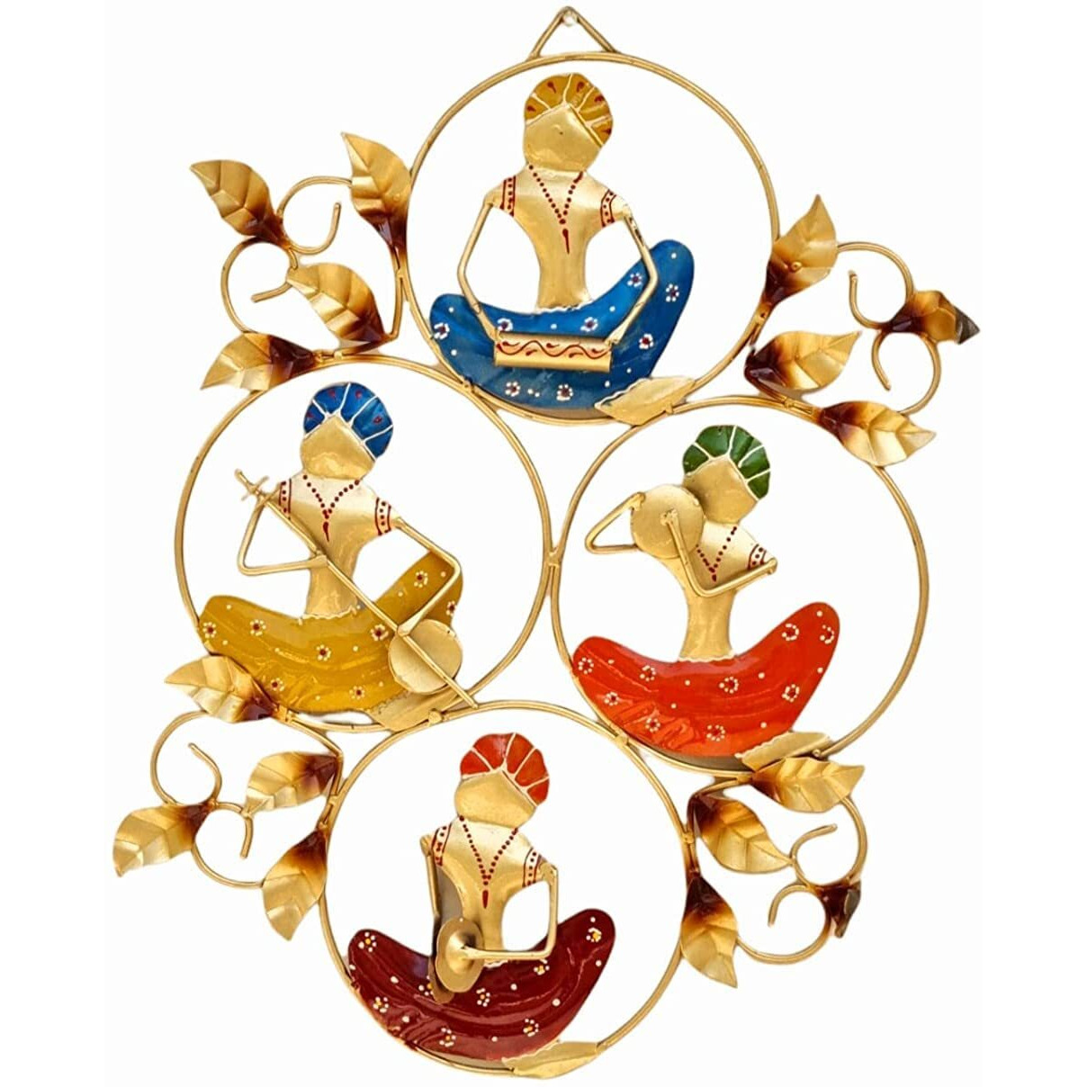 Rsn Metal Wall Art Frame, Wall Hangings For Home Decoration, Wall Sculpture For Living Room, Scenery Showpiece Wall Hanging Decorative Items For Bedroom For 4 Musician Doll (Size 24X17 In)