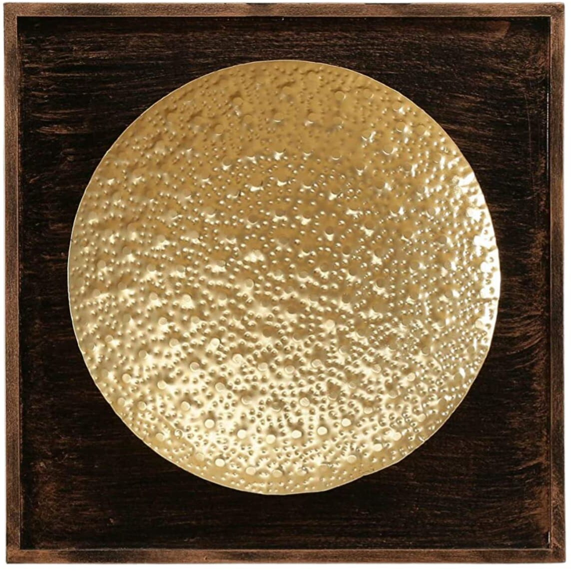 Anshika International Metal Gold Oliver Hammered Wall Decorative Hanging Art Sculpture For Home Office Decor (Size 18 X 18 Inches)