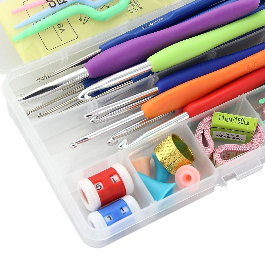 Jern Knitting Crochet Kit With Knitting Needles (Green, Large), Metal