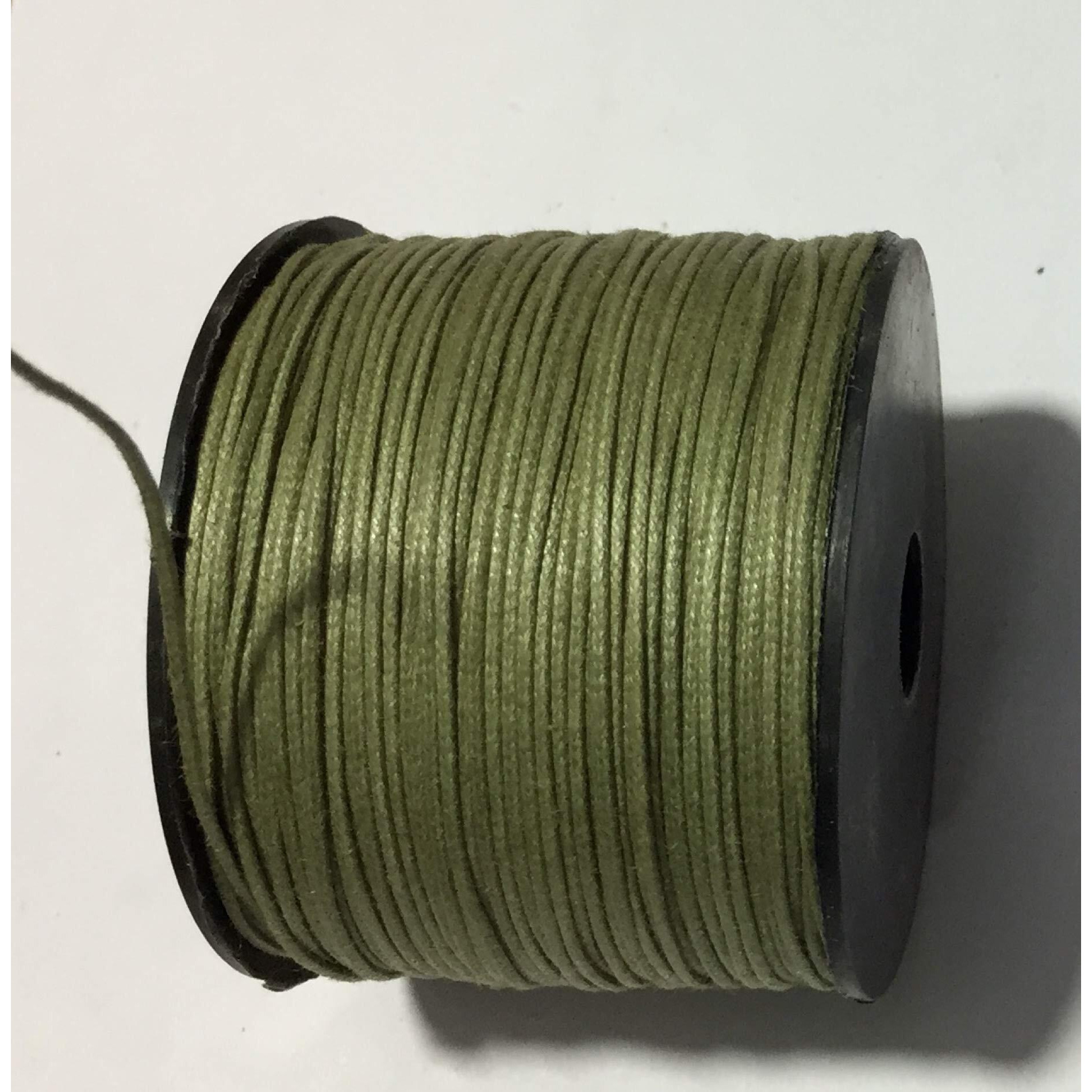 Omx Olive Green Waxed 0.5 Mm Cotton Braided Cord Wax Polished Macrame Beading Artisan String 100 Mtr Spool, 1 Pc