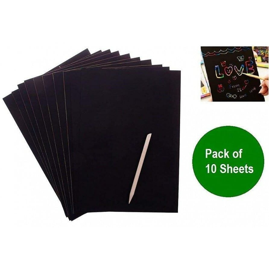 Blossombeauty Bag Art Paper Papers Black Scratch Graffiti Note Cardboard Books Magic Scratch Coloring Paper (10 Sheets)