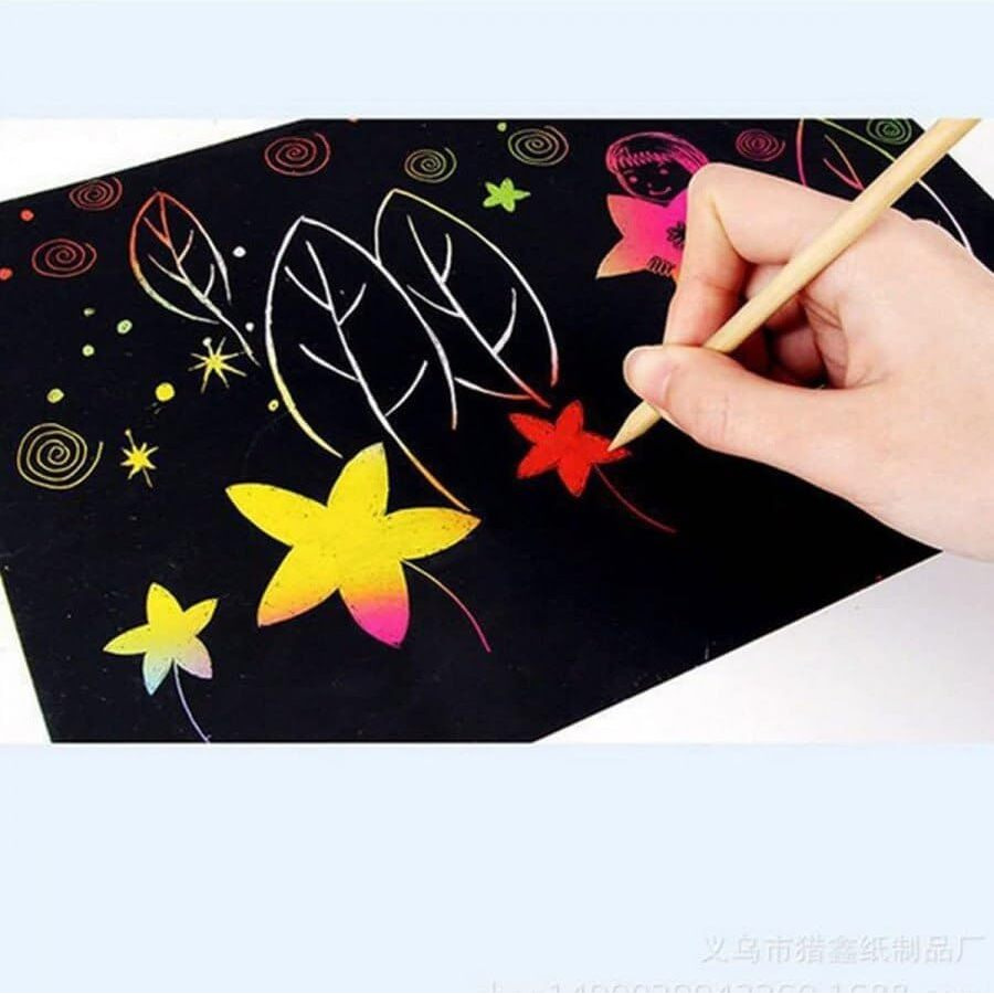 Blossombeauty Bag Art Paper Papers Black Scratch Graffiti Note Cardboard Books Magic Scratch Coloring Paper (10 Sheets)