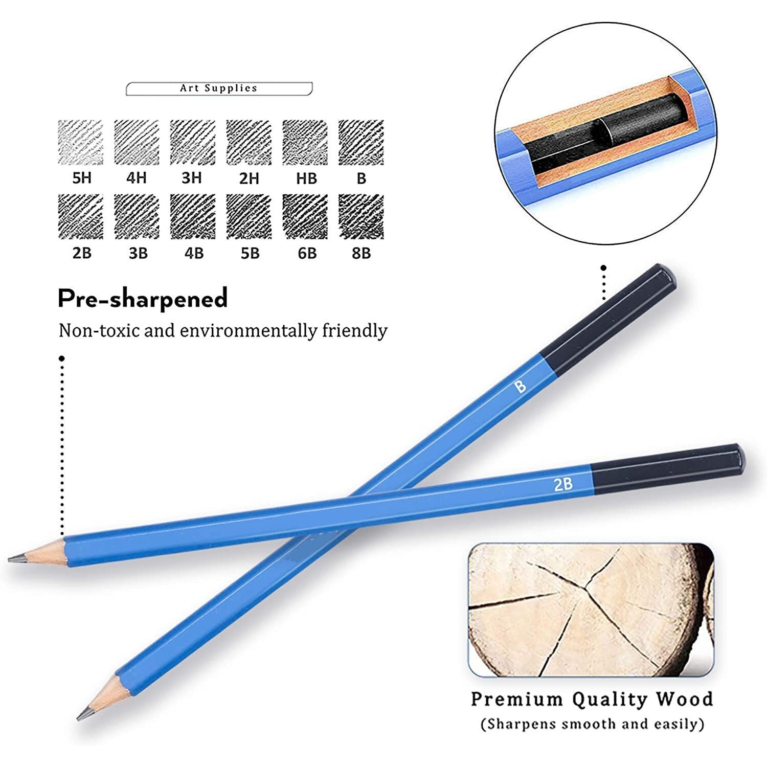 Corslet 39 Pack Graphite Drawing Pencils And Sketch Set, Professional Art Drawing Kit With Bag, Supplies Includes Charcoal Pencils, Graphite Pencils, Sticks, Sharpeners, Erasers And Paper Pad Notebook